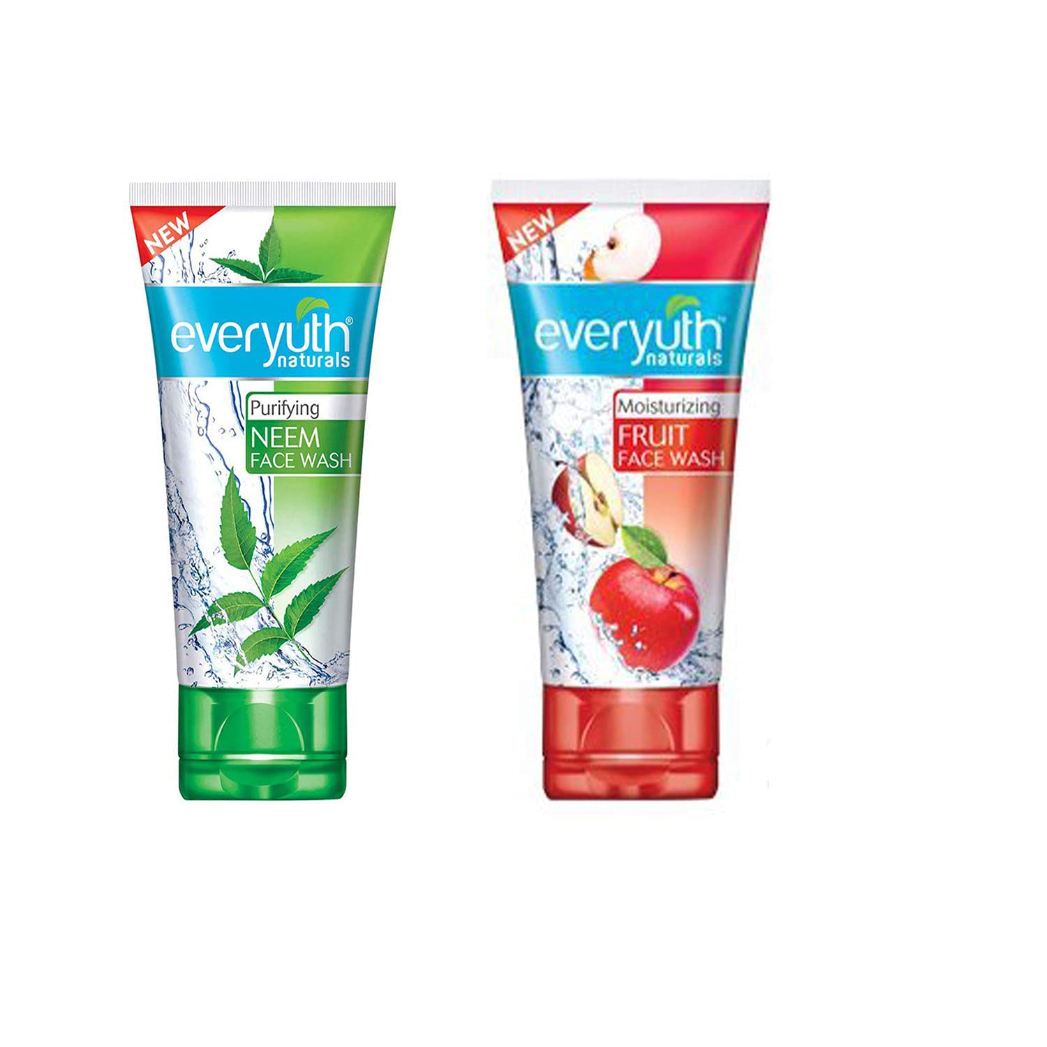 Everyuth Naturals Fruit Face Wash & Purifying Neem Face Wash Combo Pack - 50gm Each | Natural Cleanser for Acne, Oily & Sensitive Skin | Daily Face Wash for Glowing Skin & Deep Cleansing