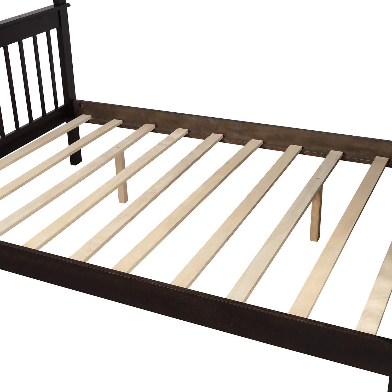 SOFTSEA Twin Over Full Bunk Bed with Stairs for Kids & Teens - Sturdy Wooden Bunk Bed with Storage Drawers, Full-Length Safety Rail - No Box Spring Required (Espresso Finish) - Perfect for Small Bedrooms, Shared Kids' Rooms & Vacation Homes
