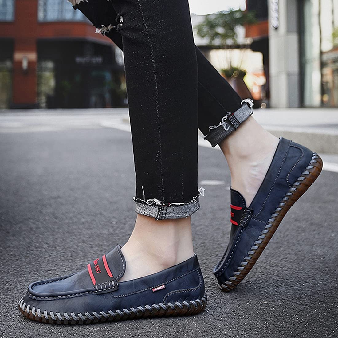 Minishion Men's Penny Loafers Slip-Ons - Comfortable Casual Driving Shoes with Stitched Detail | Perfect for Work, Travel & Everyday Wear