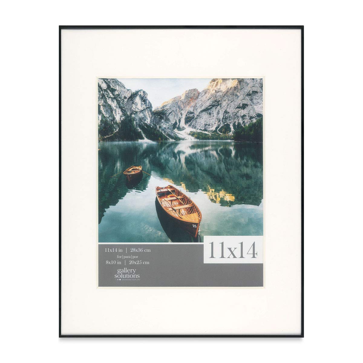 Nielsen Bainbridge Gallery Solutions Black Metal Picture Frames with White Mat - 11x14 to 5x7 Inches - Perfect for Wall Art, Photo Displays & Home Decor