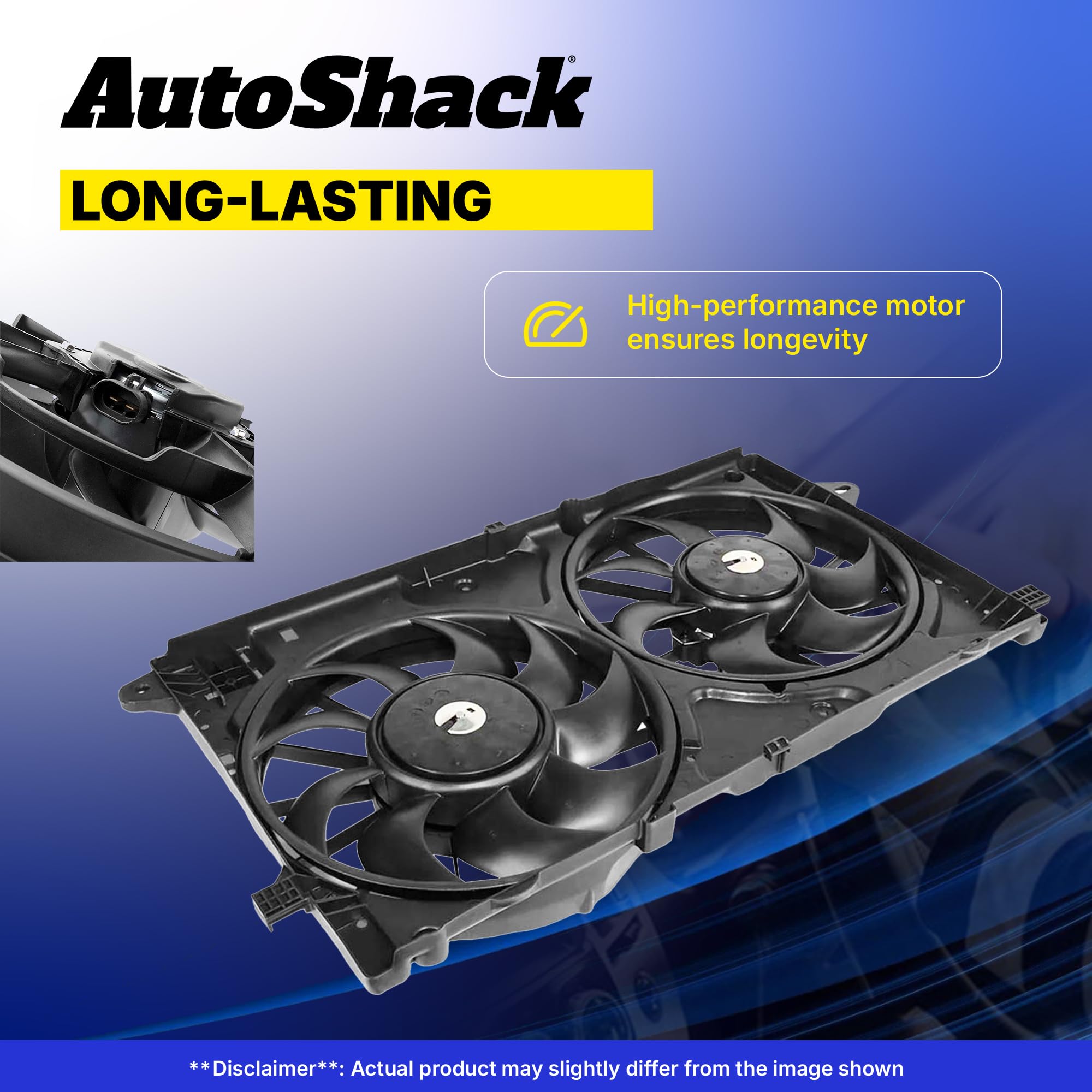 AutoShack Dual Cooling Fan Assembly Replacement for 2007-2013 Chevy Silverado 1500, Tahoe, Suburban, Avalanche & GMC Sierra 1500, Yukon XL 1500 V8 4WD/AWD/RWD - FA720655 - Perfect for Engine Cooling & Overheating Prevention