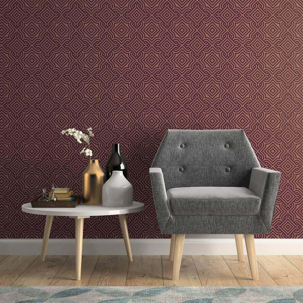 Brown Textured Geometric Peel and Stick Removable Wallpaper - Self-Adhesive Wall Decal for Bedroom, Living Room, Nursery & Office Decor - Easy to Apply & Remove