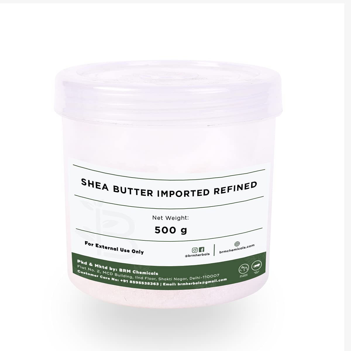 BRM Herbals Refined Shea Butter 500g - Premium Imported Shea Butter for DIY Skincare, Hair Care & Soap Making - Perfect for Face, Body, Hands & Dry Skin Treatment - Natural Moisturizer for Creams, Lotions & Cosmetics