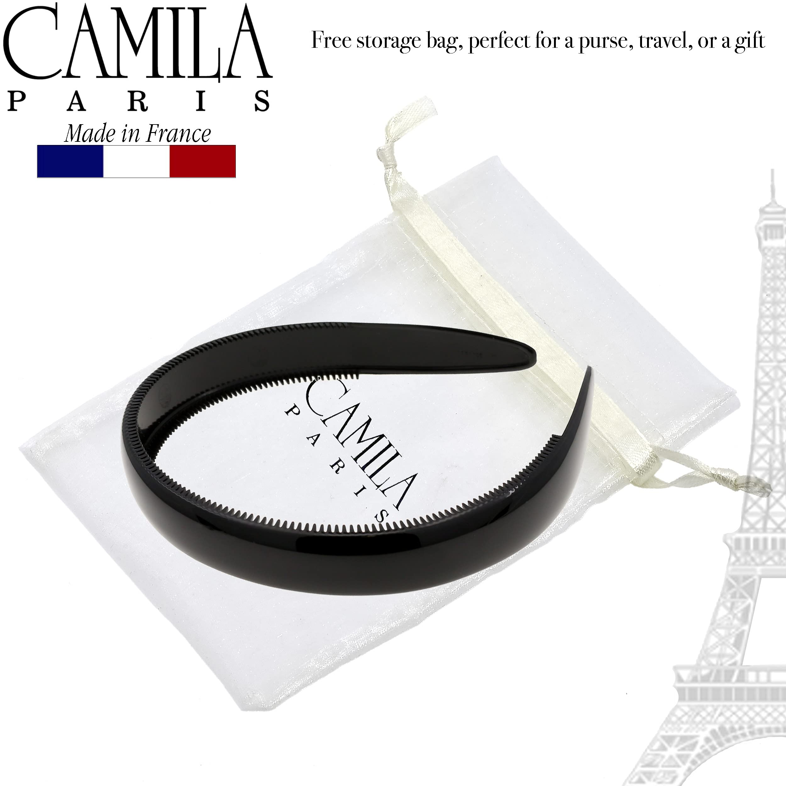 Camila Paris CP3012 French Fashion Headband for Women - Flexible Non-Slip Hairband with Teeth for Strong Hold | Durable Cellulose Hair Accessory Made in France | Perfect for Workouts, Weddings & Everyday Styling