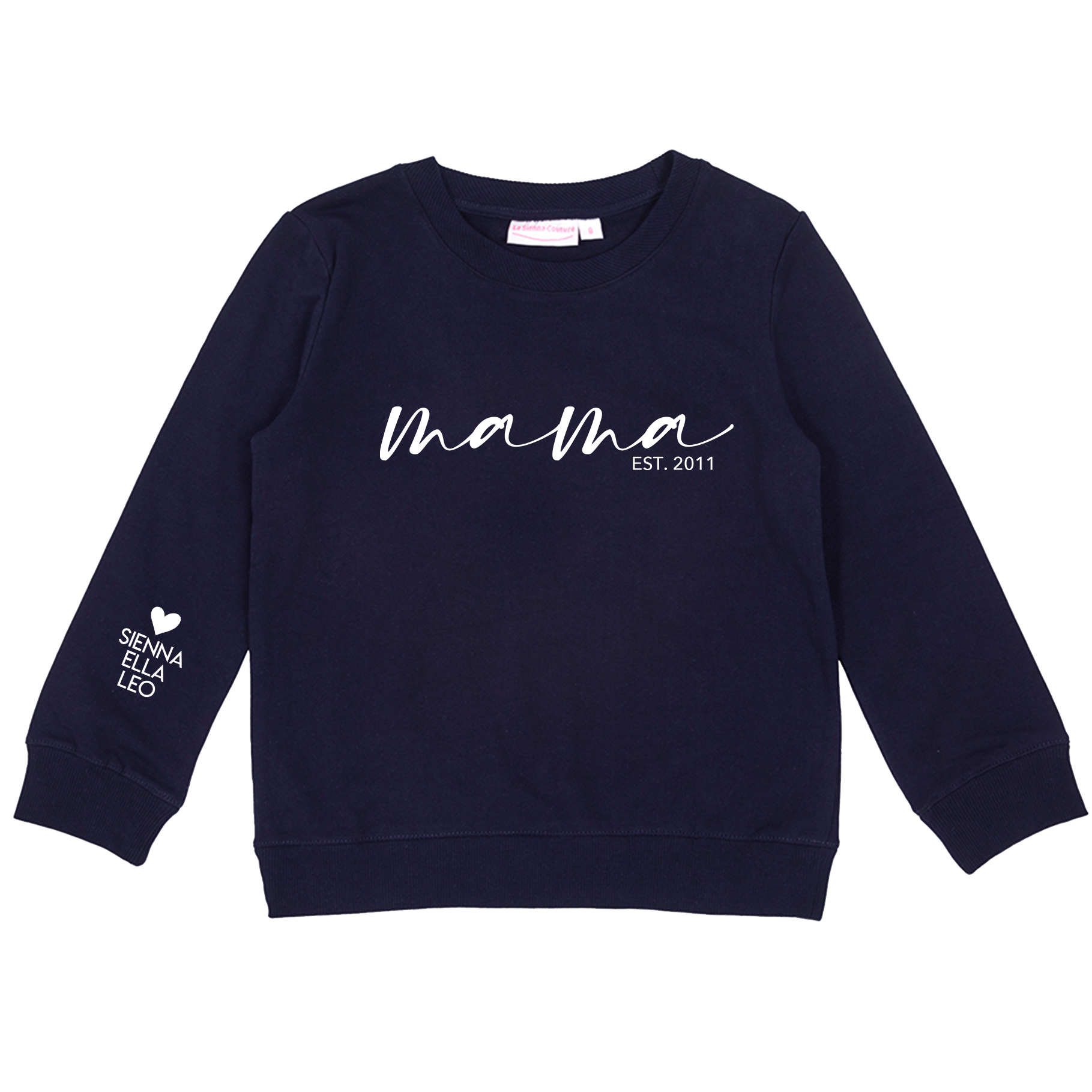 Custom Navy Blue Mom Crew Neck T-Shirt - Personalized Mother's Day Gift for Women - Casual Wear, Family Outings & Special Occasions