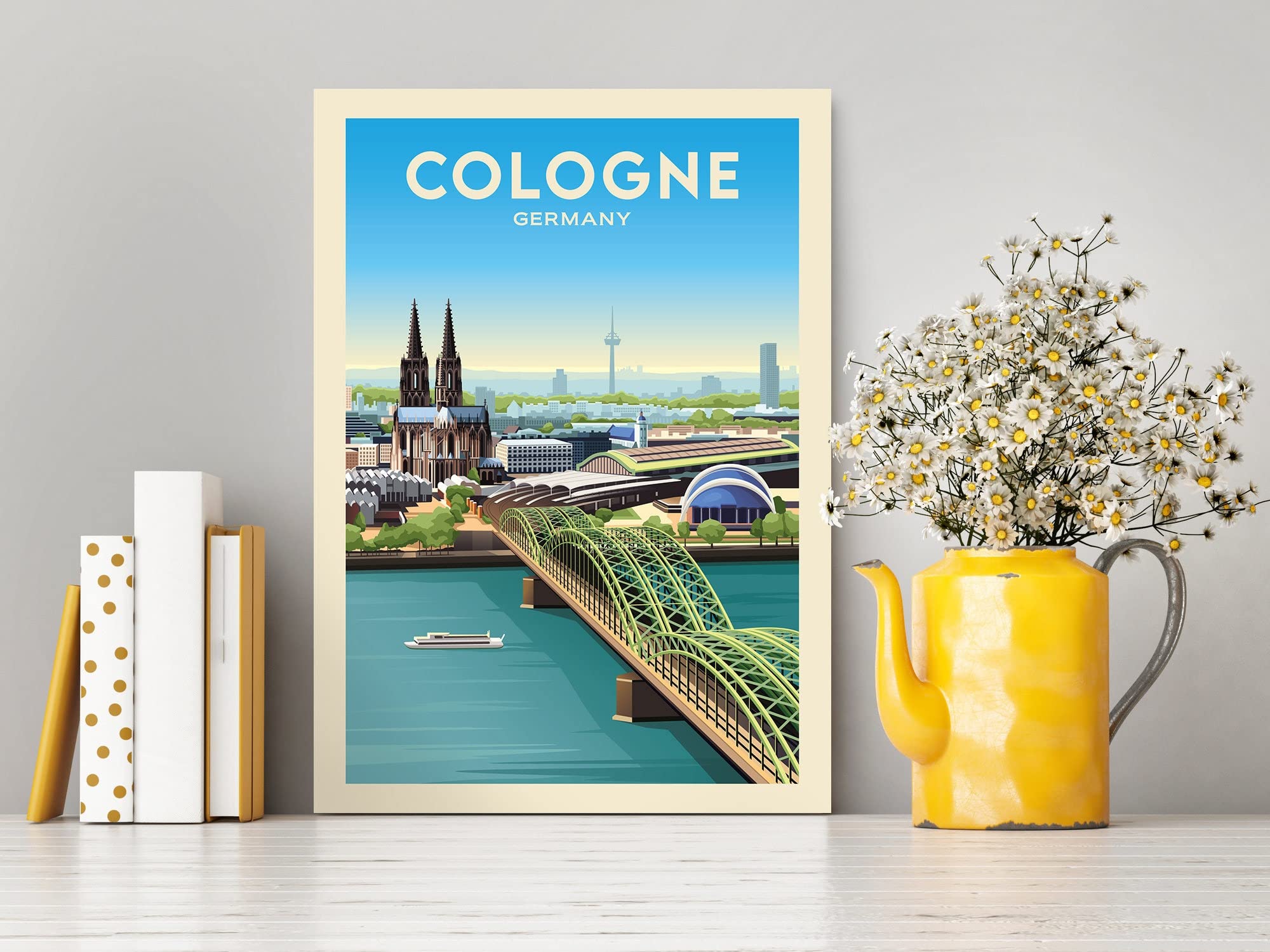 Germany Travel Print - Cologne Hohenzollern Bridge Poster, Cologne Illustration Wall Art for Home & Office Decor | Perfect Gift for Travel Lovers & Germany Enthusiasts
