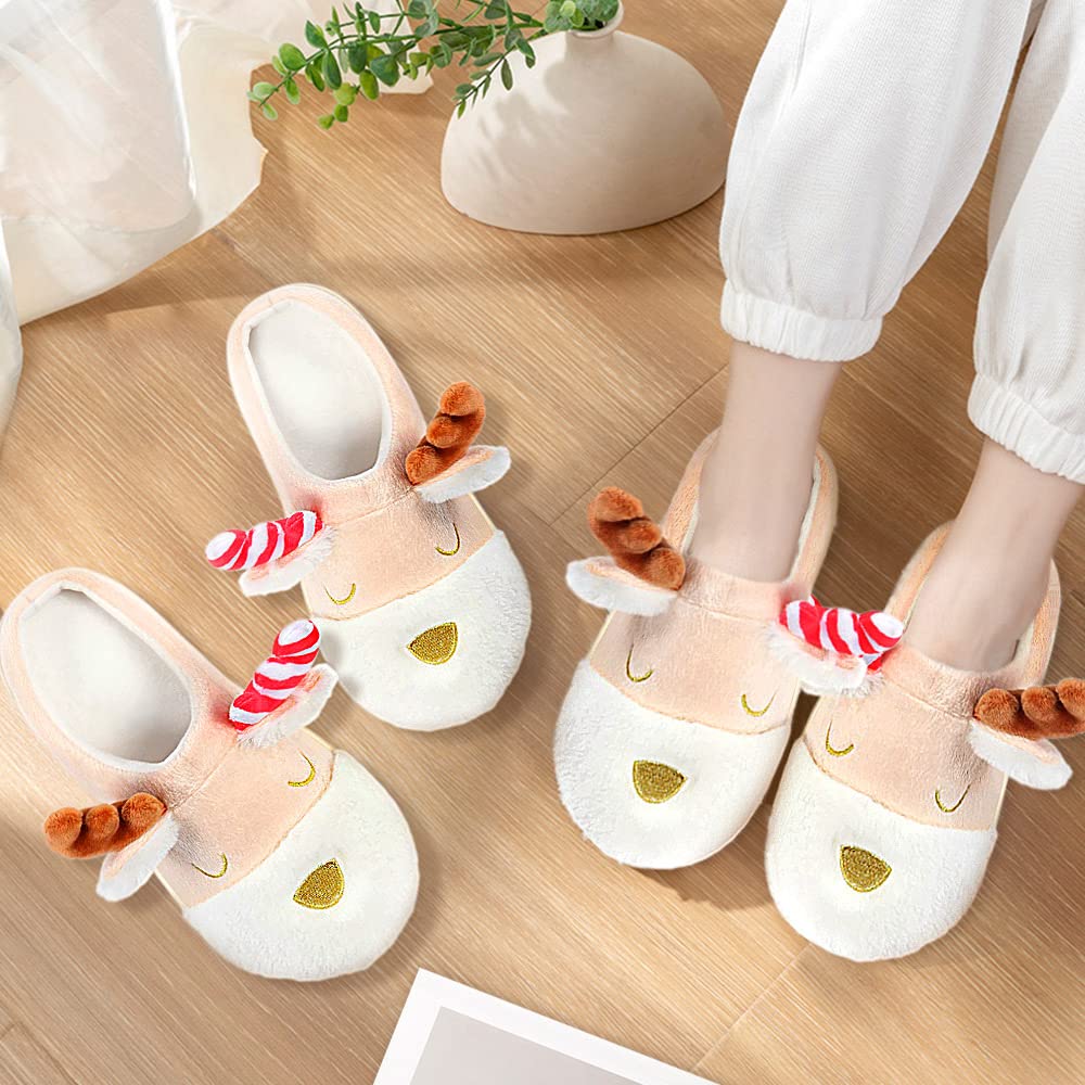 Cozy Fuzzy Animal Slippers for Women & Kids - Non-Slip Memory Foam Winter House Shoes (Dog, Polar Bear, Reindeer Designs) - Perfect for Christmas Gifts, Indoor Comfort & Bedroom Relaxation