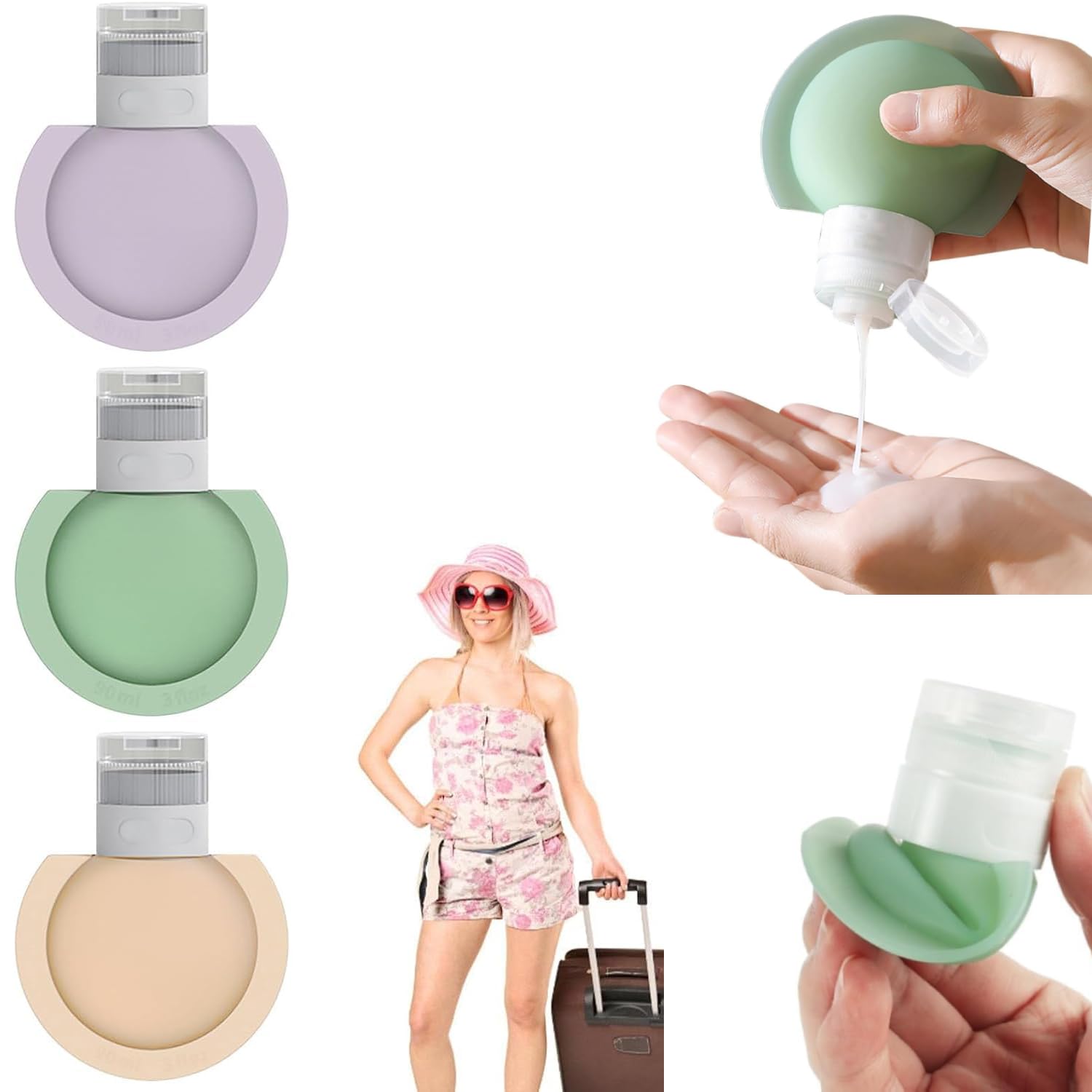Prostuff.in® 1 Pack Mini Travel Size Silicone Squeeze Bottles (60ml) - Leak Proof Cosmetic Containers for Shampoo, Lotion & Soap - Portable Toiletry Dispensers for Camping, Gym & Air Travel (Multicolor)