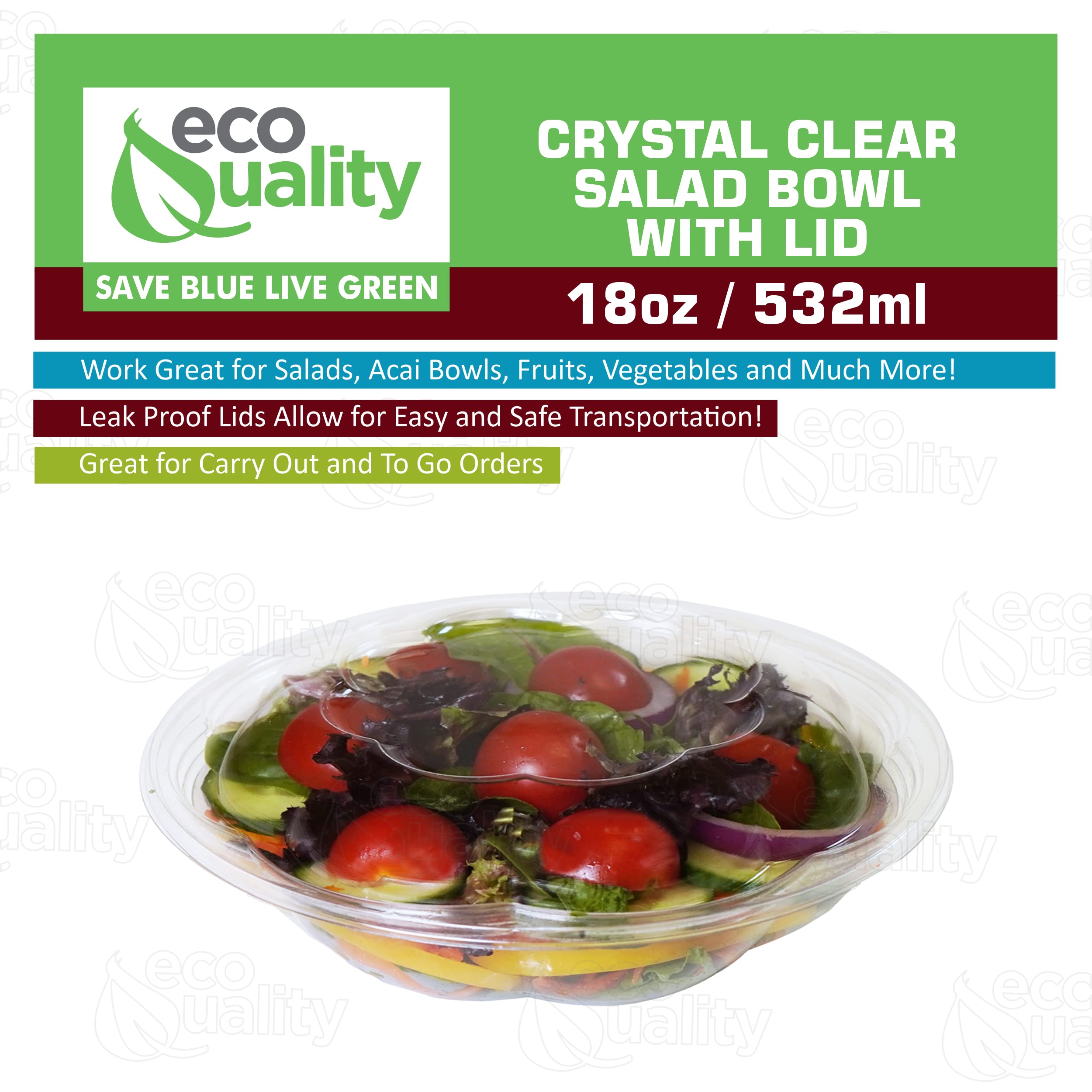 18oz Clear Disposable Salad Bowls with Lids (600 Pack) - Airtight Leak-Proof Plastic Food Containers for Meal Prep, Lunch To-Go, Salads, Fruits, Snacks | Fresh-Keeping Rose Bowl Containers | Perfect for Office Lunches, Picnics, Catering & Party Food Storage