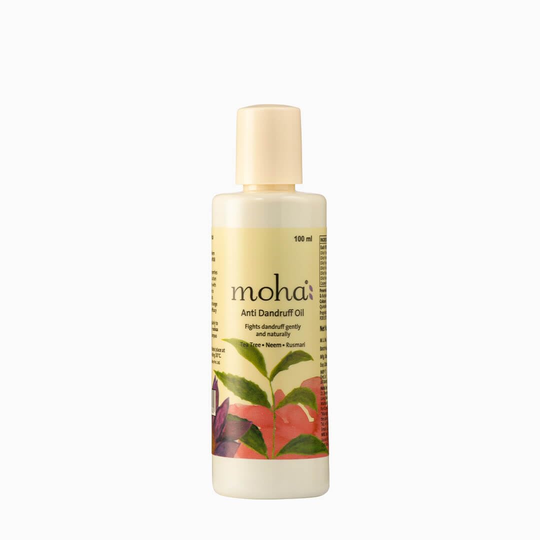 MOHA Anti Dandruff Hair Oil with Tea Tree, Neem, Hibiscus & Rosemary Oils - Natural Scalp Treatment for Men & Women - 100ml (Pack of 1) | Soothes Itchy Scalp & Promotes Healthy Hair Growth for Daily Hair Care Routine