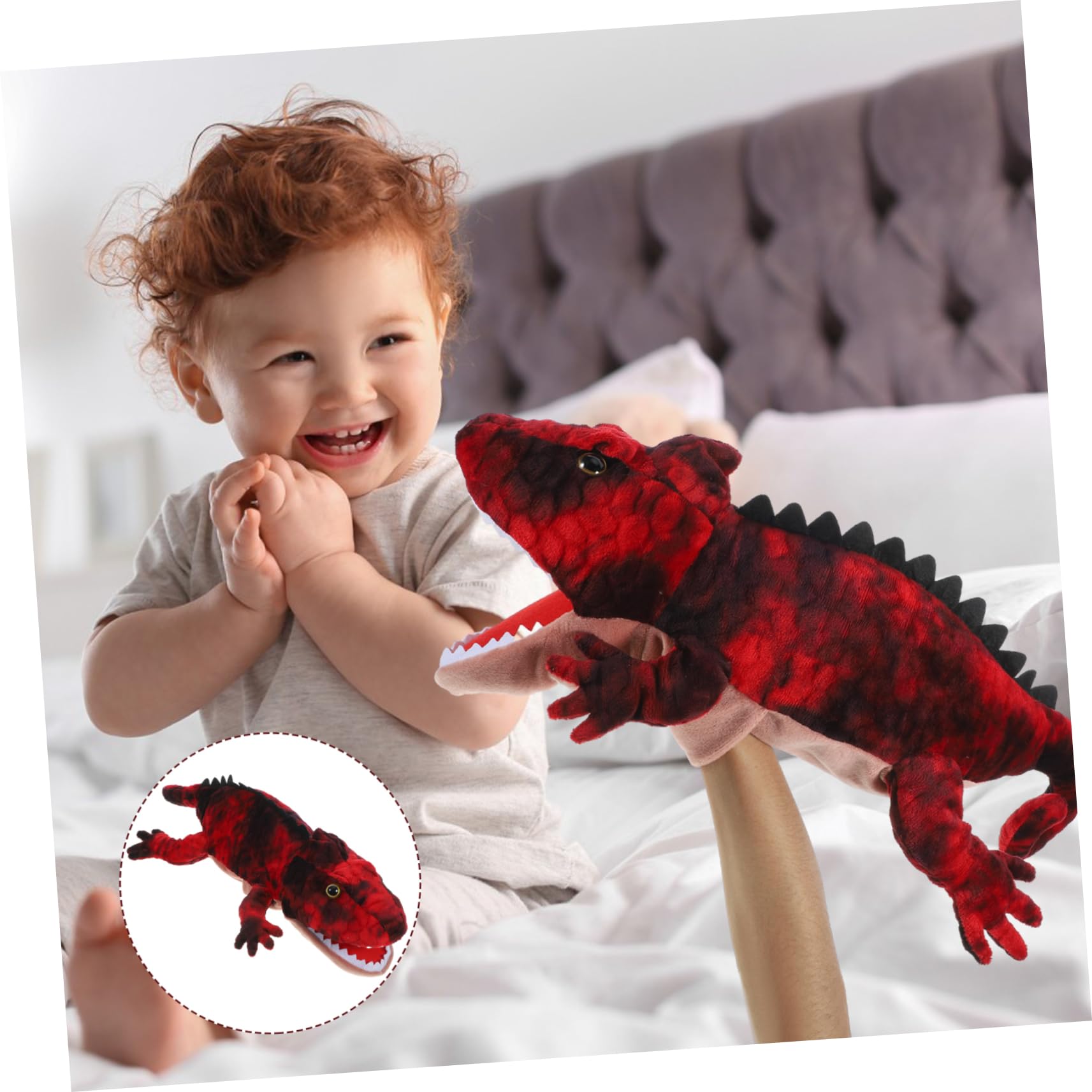 Realistic Lizard Hand Puppet - Soft Cotton & PP Animal Finger Puppet for Kids, Toddler Theater & Storytelling - Fun Educational Toy for Imaginative Play, Preschool Learning & Baby Crawling Activities