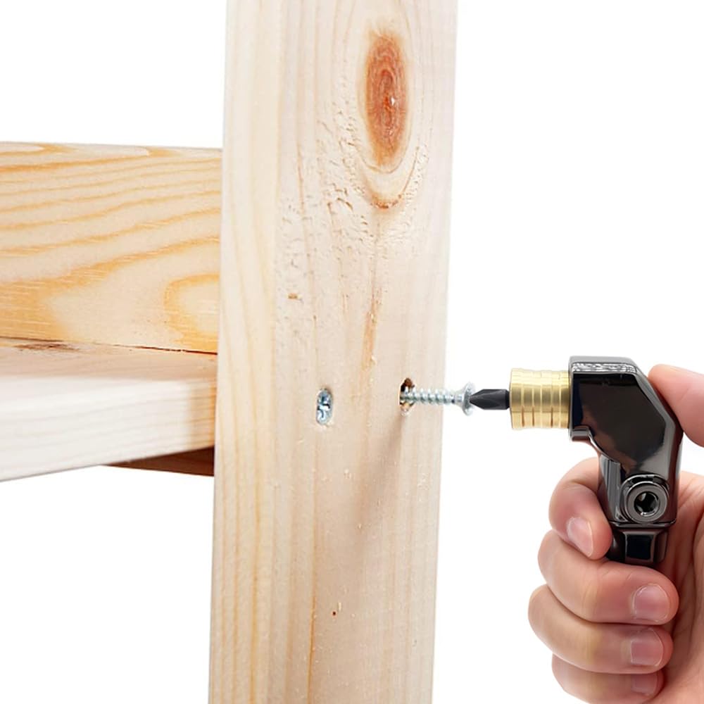 90 Degree Right Angle Drill Attachment - All Metal Body with Detachable ABS Handle - Corner Drill Bit Adapter for Impact Drivers - Perfect for Tight Space DIY Projects & Professional Construction Work