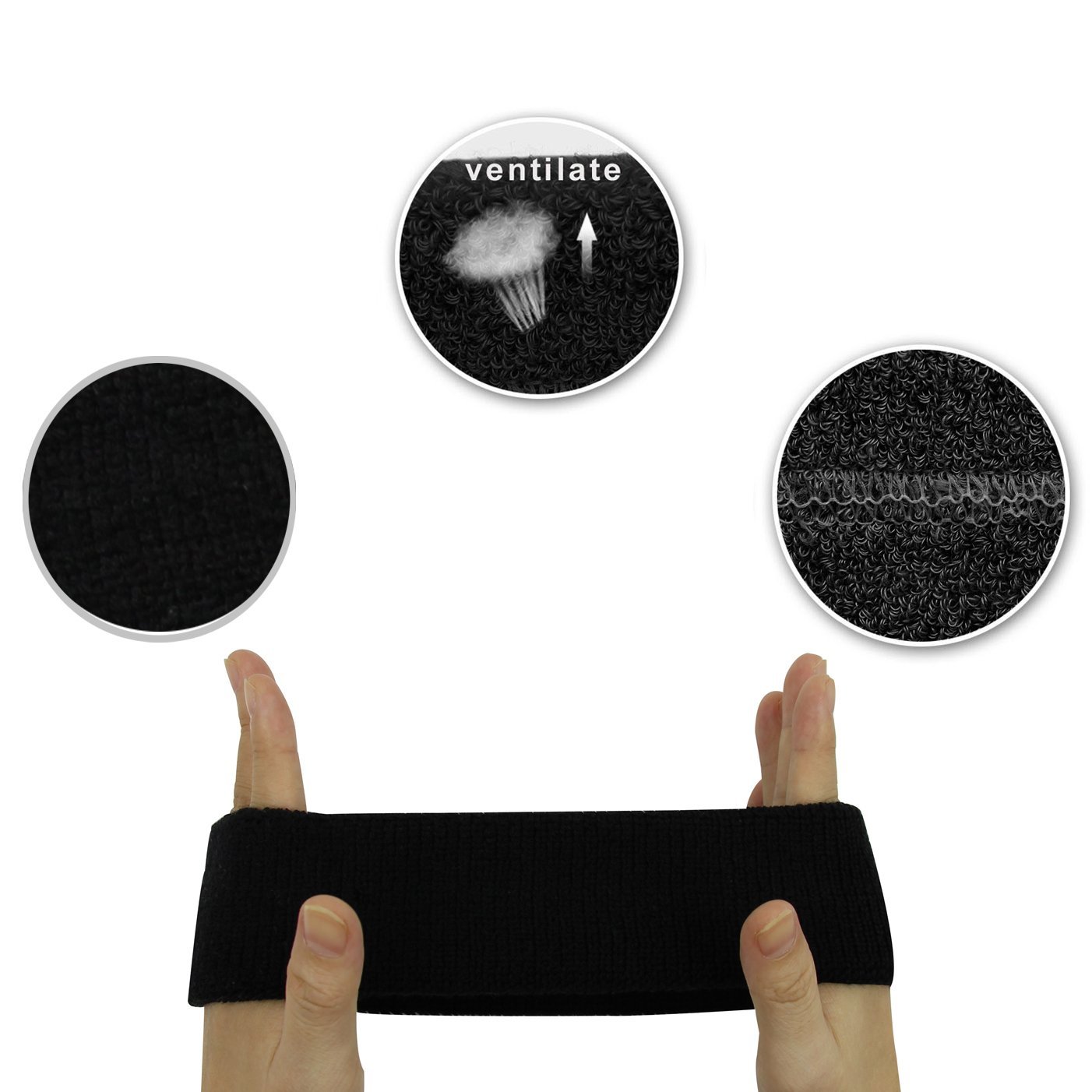 Breathable Terry Cloth Sweatbands Headbands for Men & Women - Moisture Wicking Sports Headband for Running, Workout, Yoga, Tennis & Gym Exercise - Stay Cool & Dry During Intense Activities