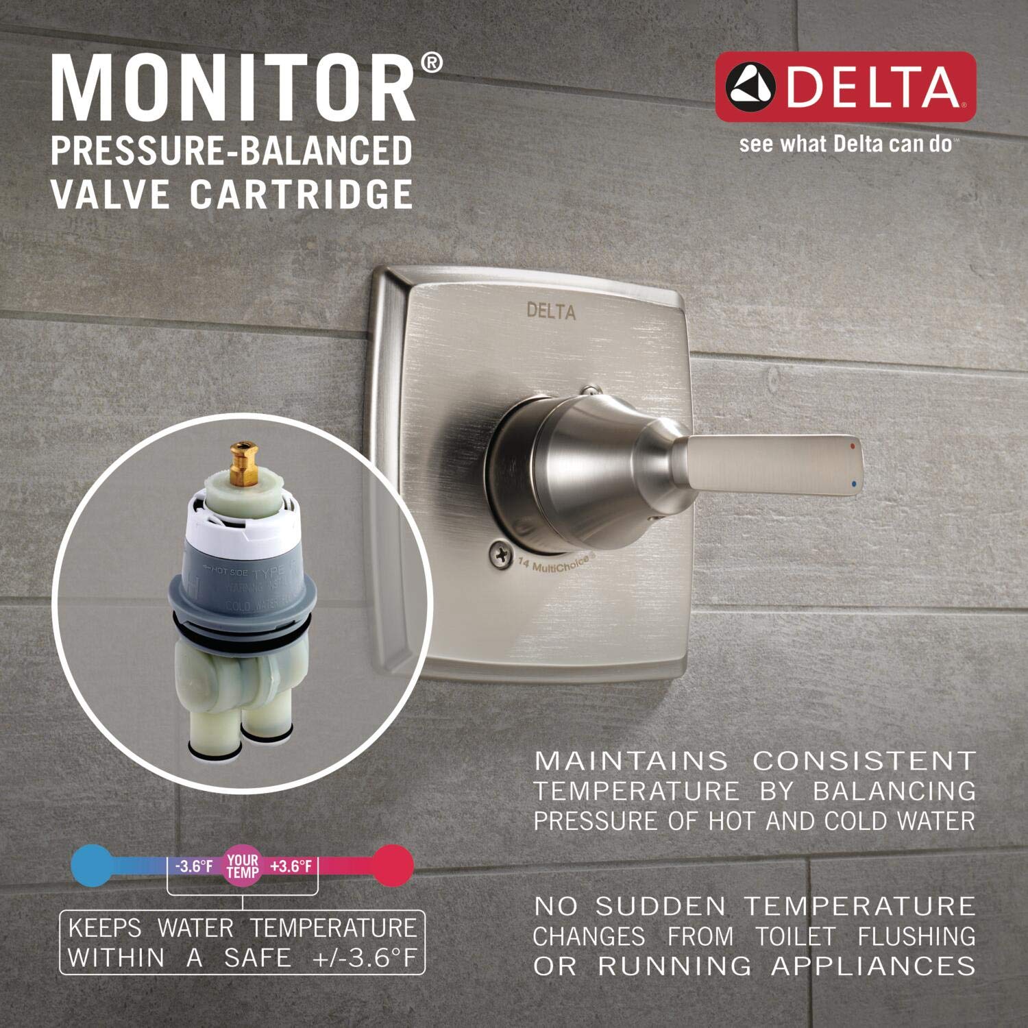 Delta Trinsic Matte Black Shower Valve Trim Kit - T14058-BL - Replacement Handle for Black Shower Systems & Faucets - Modern Bathroom Upgrade (Valve Not Included) - Perfect for Home Renovation & Spa-Like Shower Experience