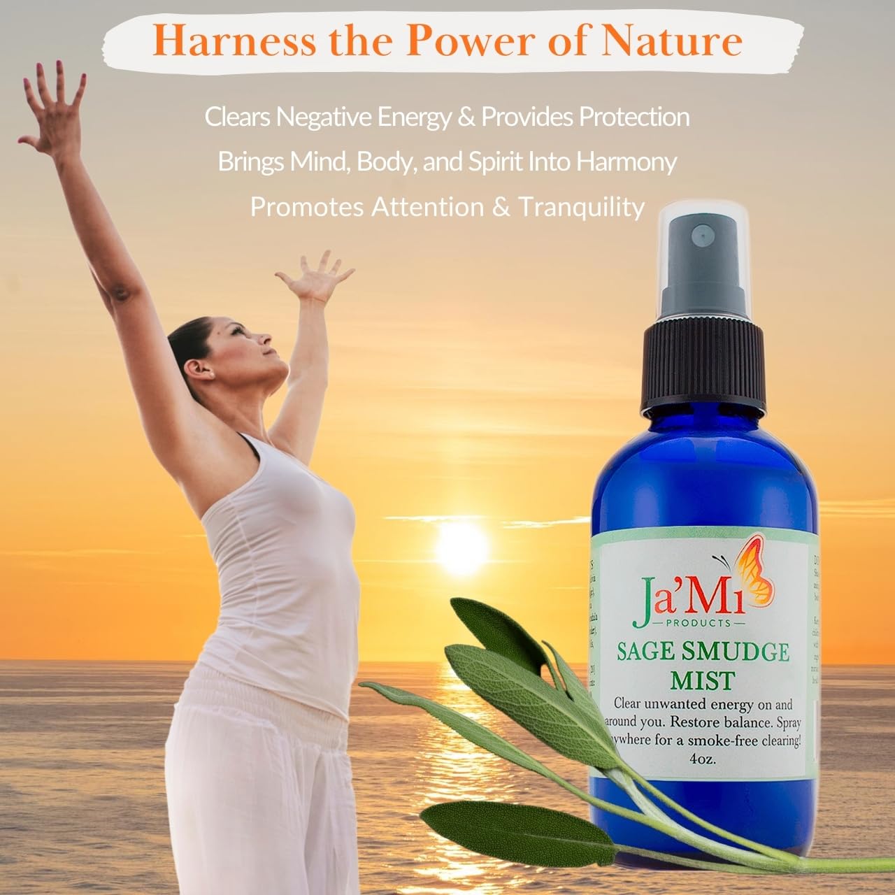 Sage Smudge Body Mist & Room Spray (4 oz) - Smokeless Sage Alternative for Cleansing & Aromatherapy | 100% Pure Essential Oils | Perfect for Home, Yoga, Meditation & Energy Cleansing