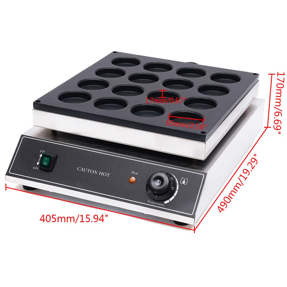 16-Hole Commercial Red Bean Waffle Maker 1700W - Nonstick Electric Waffle Iron for Bakeries, Restaurants & Cafes - Perfect for Making Bubble Waffles, Hong Kong Egg Waffles & Street Food Snacks