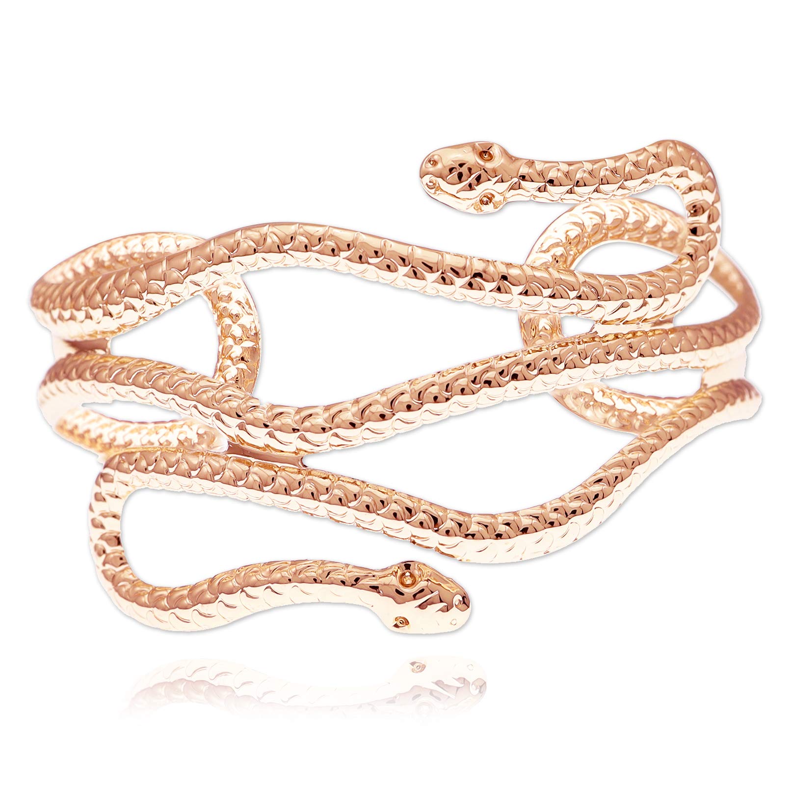 RechicGu Chic Egypt Cleopatra Swirl Snake Arm Cuff Bangle Bracelet - Vintage Inspired Jewelry for Women, Costume Parties & Boho Fashion Accessories