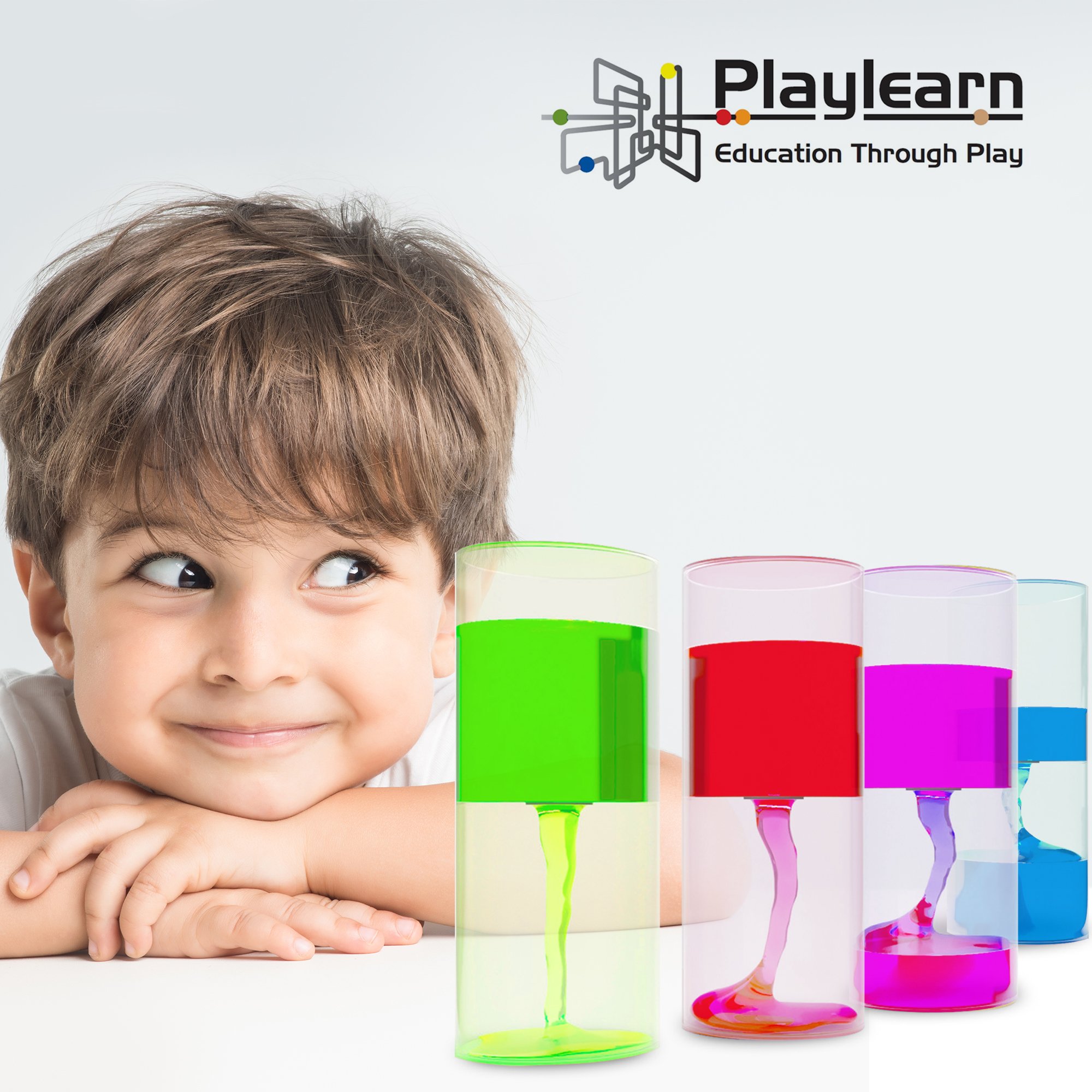 Playlearn 8-Inch Sensory Ooze Tube Liquid Timer - Calming Visual Toy for Kids with ADHD, Autism & Stress Relief - Slow Flow Red Sensory Tube for Classrooms, Therapy & Home Use