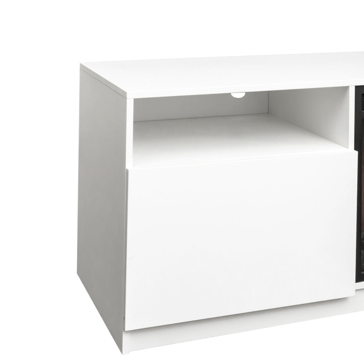Amari Electric Fireplace TV Stand - 60 Inch Modern Entertainment Center with Heater, Storage Shelves - Perfect for Living Room, Bedroom & Home Theater Setup