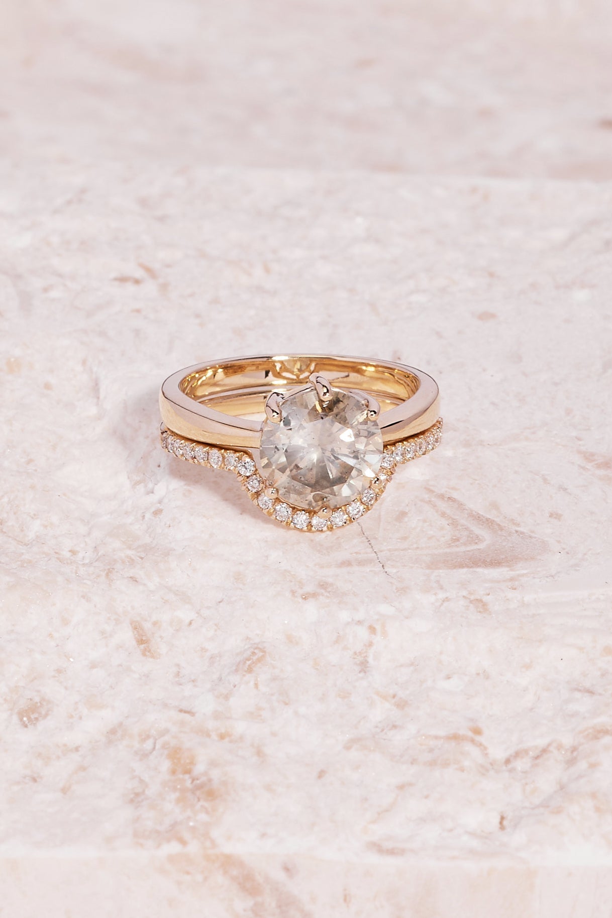 14K Yellow Gold Galaxy Solitaire Ring - Dainty Minimalist Stackable Band for Women - Perfect for Everyday Wear, Anniversary Gifts & Special Occasions