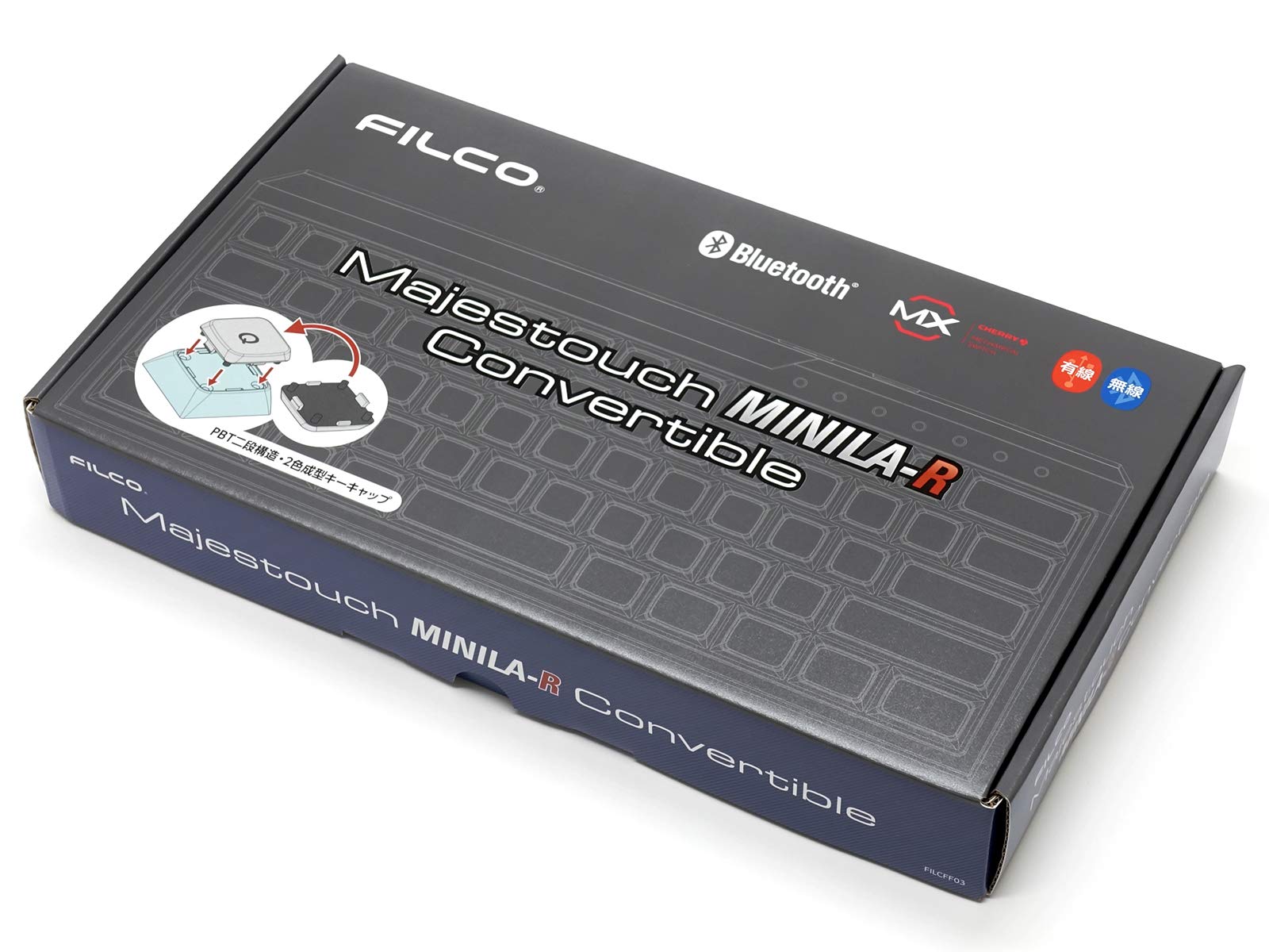 FILCO Majestouch Minila R Convertible 60% Mechanical Keyboard - Cherry MX Red Switches, Asagi Blue Color | Compact Design for Gaming, Typing & Office Use