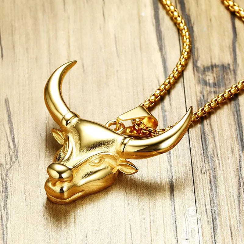 Gold Bull Necklace for Men & Women - 18K Gold Plated Pendant with Chain - Perfect for Gifts, Fashion & Everyday Wear