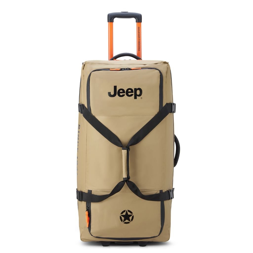 Jeep 82cm 2-Wheel All-Terrain Rolling Duffle Bag - Warm Sand | Heavy-Duty Travel Luggage for Camping, Road Trips & Outdoor Adventures