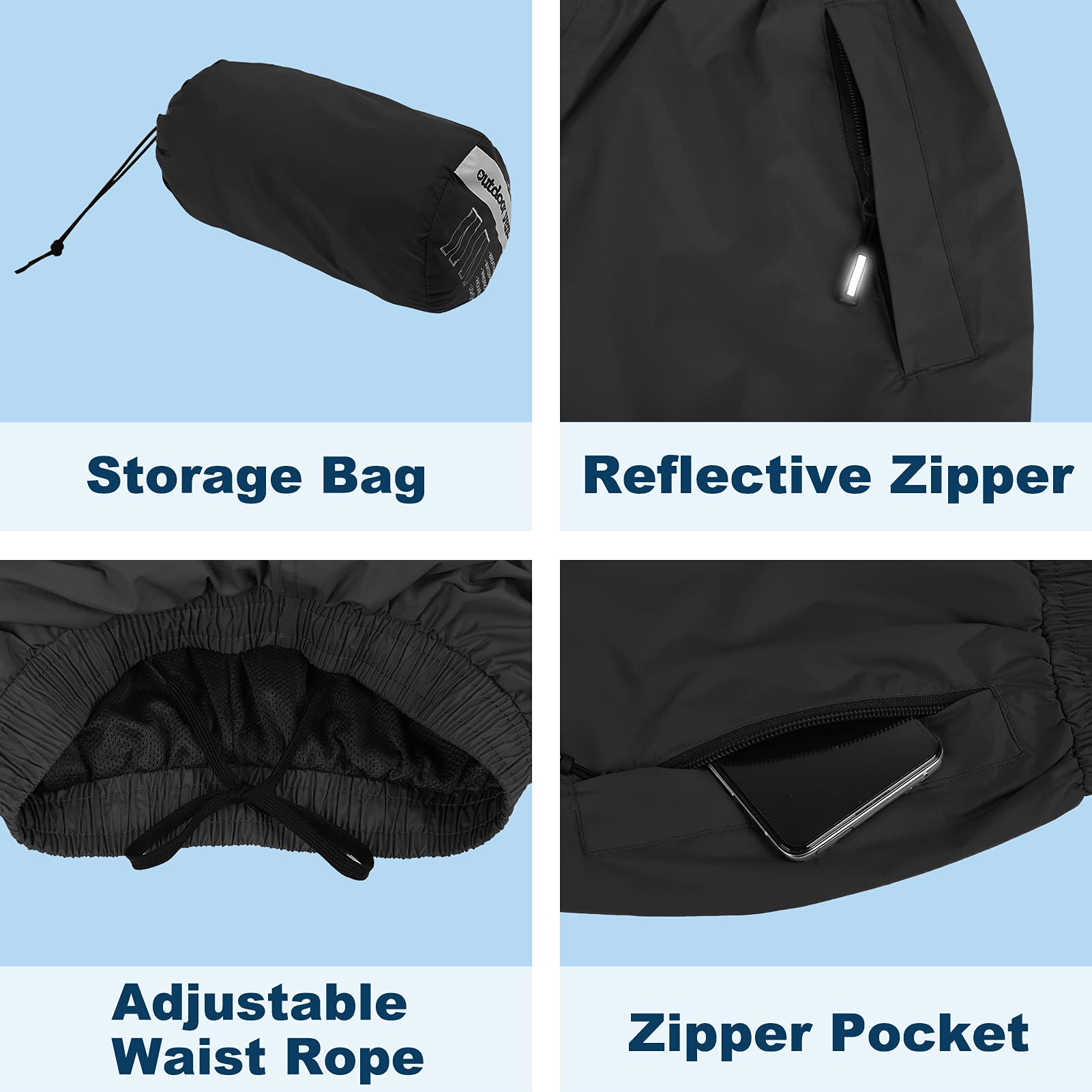 Outdoor Ventures Women's Waterproof Hiking Rain Pants - Packable, Windproof & Breathable for Outdoor Adventures, Camping & Travel