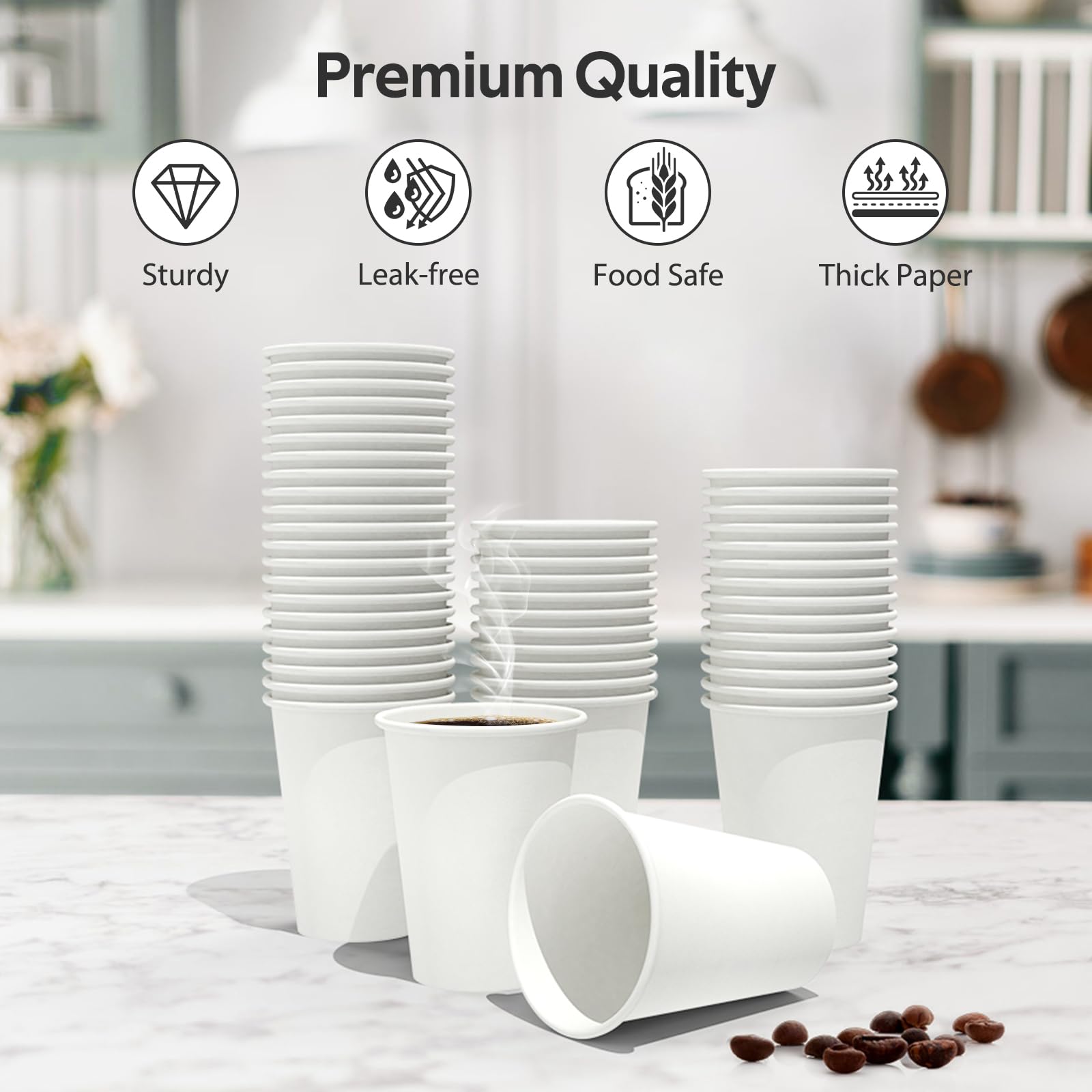 360 Count 12 oz Disposable Paper Coffee Cups - Leak-Proof & Food Safe White Cups for Hot & Cold Beverages - Perfect for Coffee Shops, Offices, Parties & Takeout Drinks