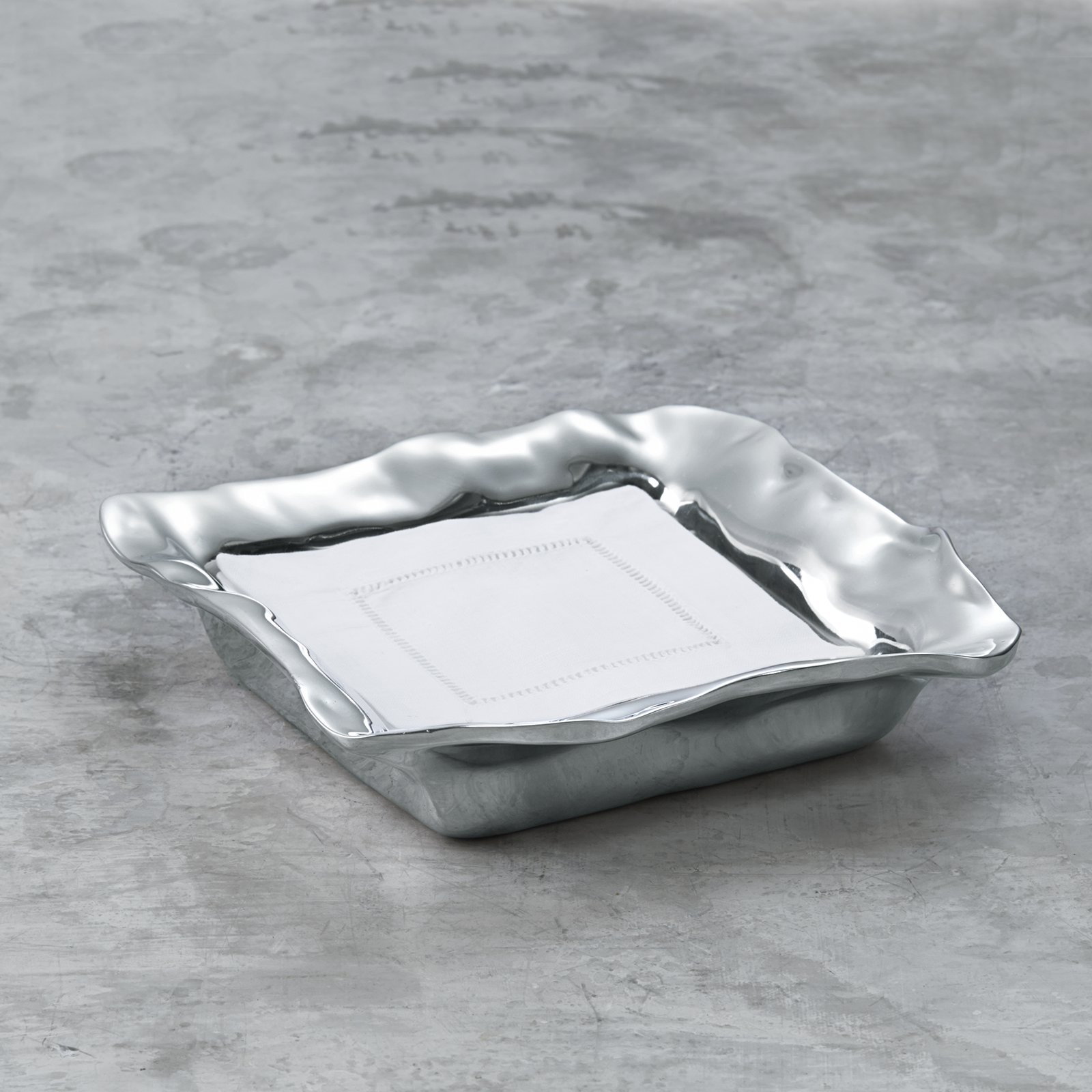 Beatriz Ball Vento Napkin Box - Elegant Silver-Plated Napkin Holder for Dining Table Decor, Perfect for Weddings, Parties, and Holiday Entertaining