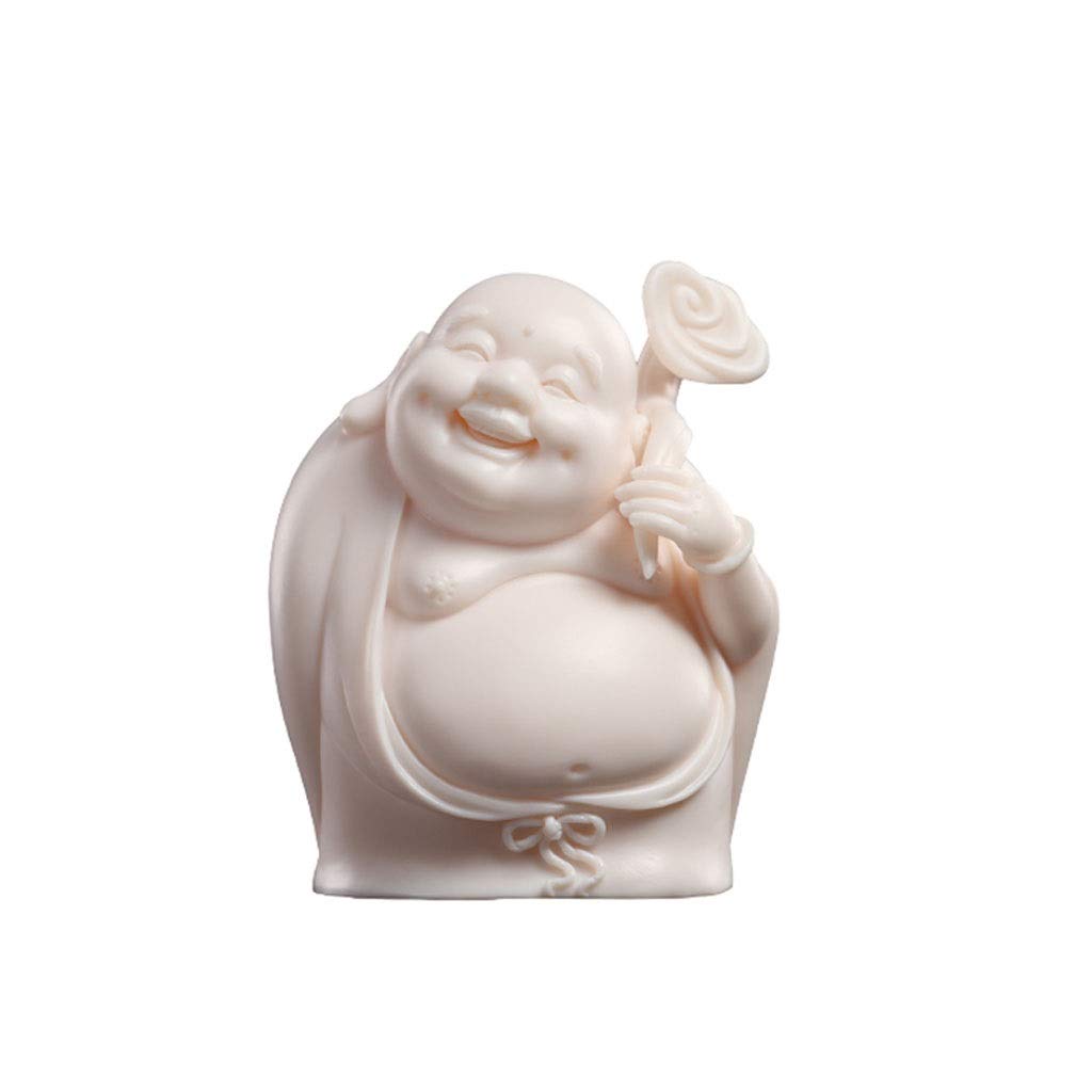 FABAX Cute Ceramic Car Statue - Creative Maitreya Buddha Figurine for Home & Office Decor, Unique Craft Ornament Gift (Color A) - Perfect for Meditation Spaces, Zen Decor, and Thoughtful Present Giving