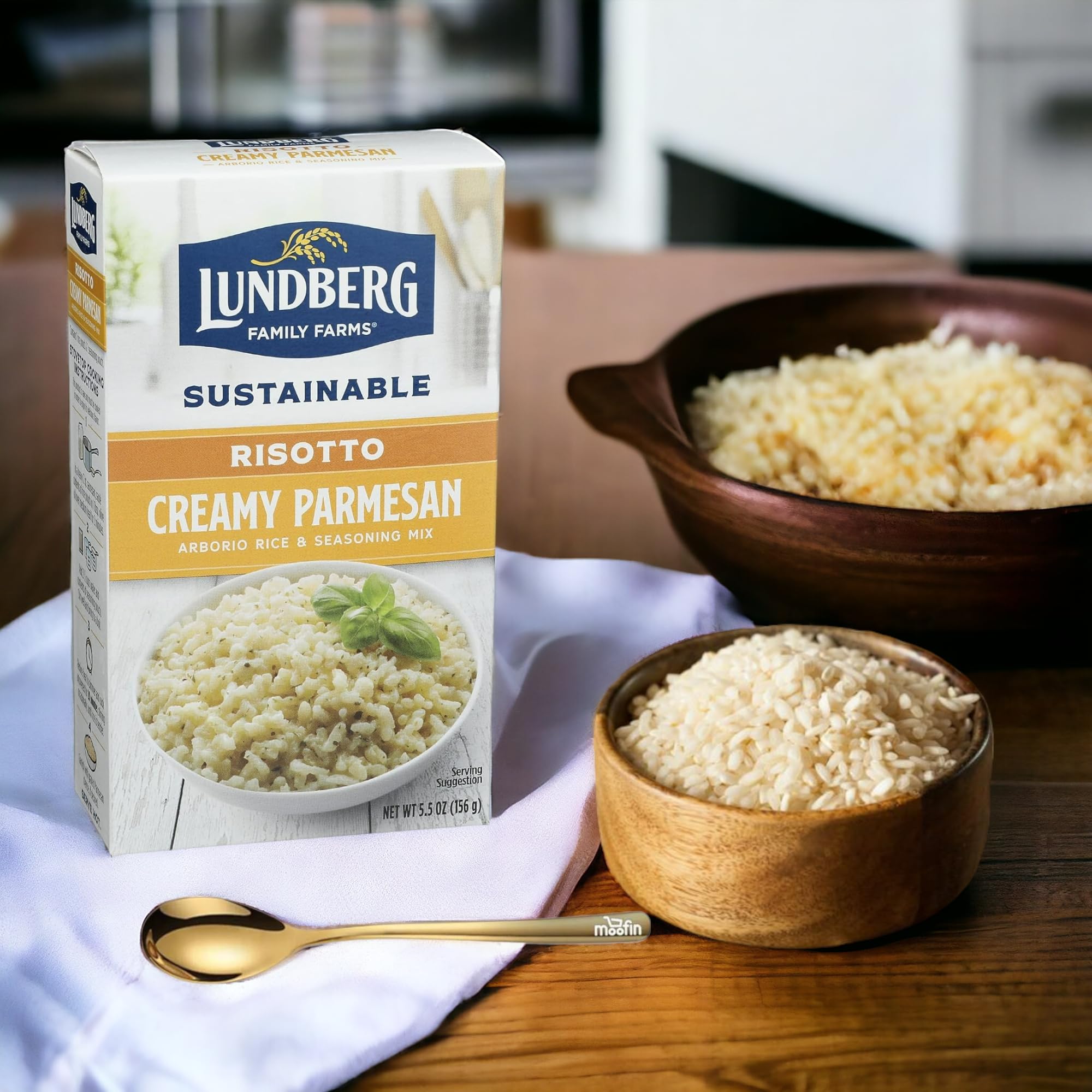 Organic Arborio Rice for Creamy Parmesan Risotto - 5.5 oz Sustainable Italian-Style Risotto with Golden Spoon - Quick 20-Minute Gourmet Meal - Perfect for Dinner Parties, Date Nights & Cozy Family Meals
