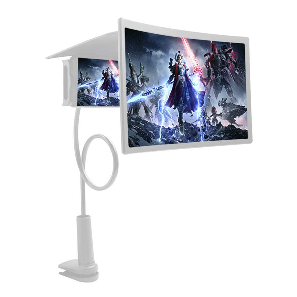 12'' 3D Curved Screen Magnifier for Smartphones with Adjustable Gooseneck Stand & Anti-Blue Light HD Screen Protector - Perfect for Watching Movies, Gaming & Hands-Free Viewing in Bed or Office