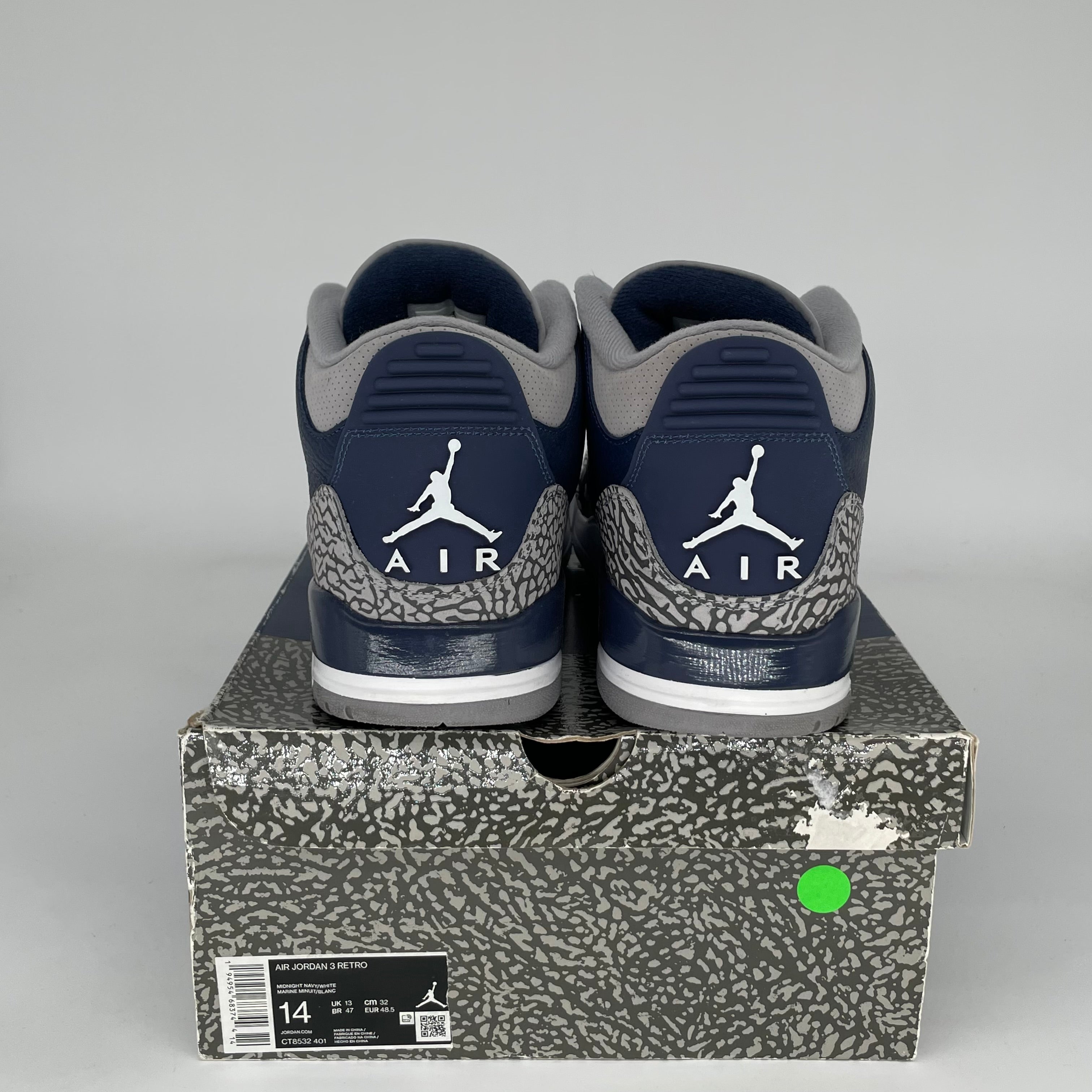 AIR JORDAN 3 GEORGETOWN Retro Sneakers - Men's Size 14 (CT8532-401) - Classic Basketball Shoes for Casual Wear & Street Style