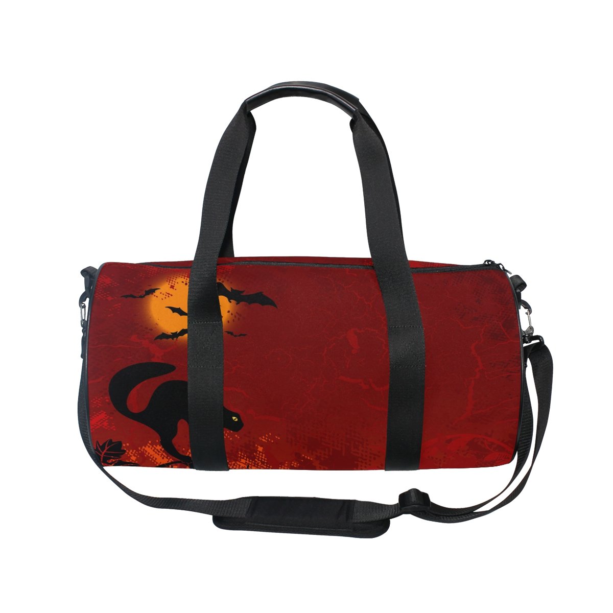 Happy Halloween Black Cat Bat Print Travel Duffel Bag - Waterproof Sports Gym Bag for Men & Women - Perfect for Workouts, Travel & Cosplay Costume Accessories
