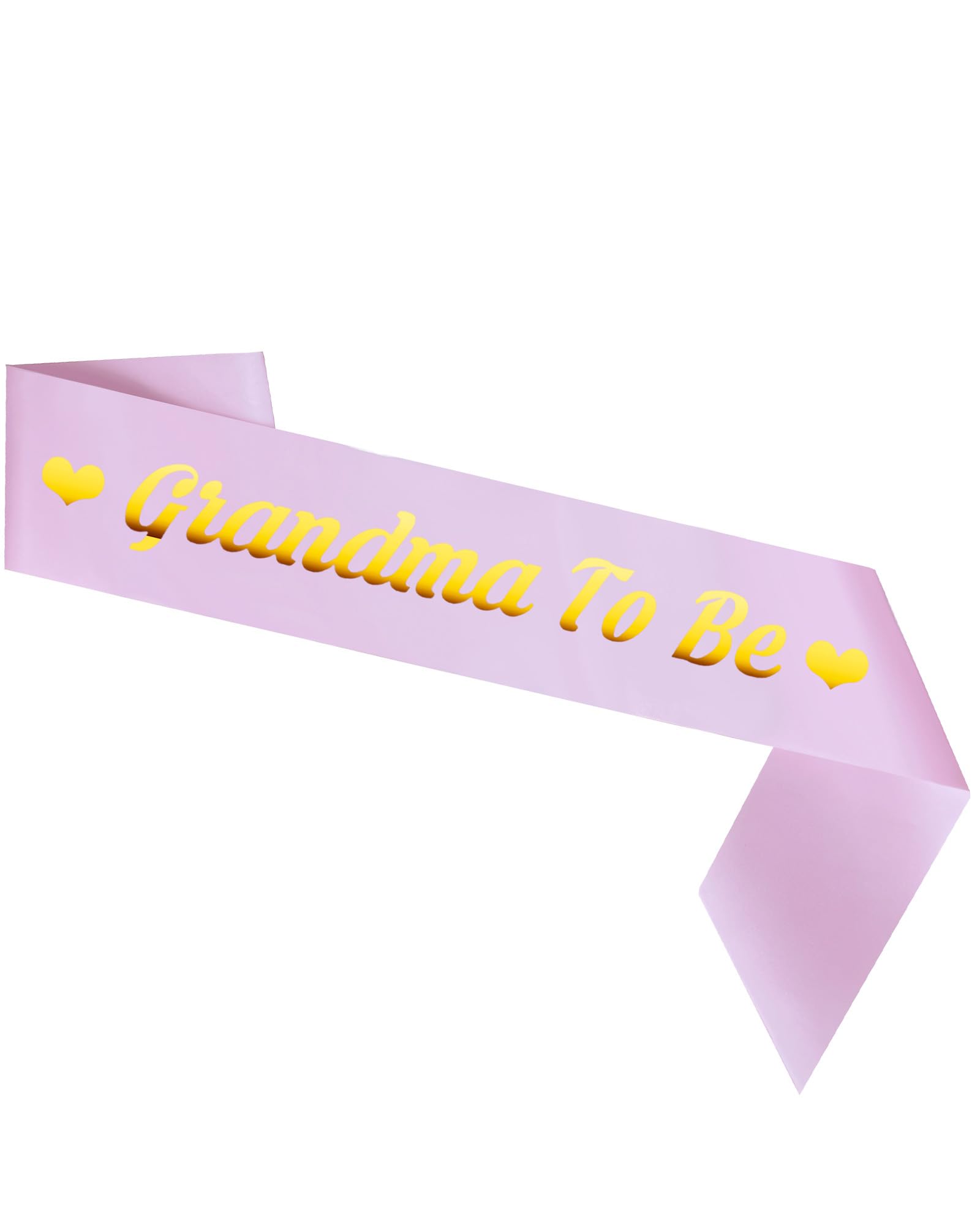 Light Pink Satin Grandma to Be Sash with Gold Heart Font - Perfect Baby Shower Gift for Grandmother (Gender Neutral) | Baby Shower Decorations, Pregnancy Announcement & Gender Reveal Party Accessories