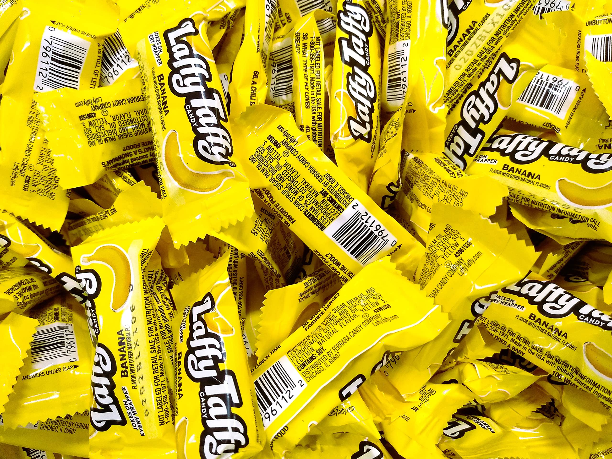 Banana Taffy Candy - 2 Pounds Bulk Individually Wrapped Chewy Taffy for Parties, Halloween Treats & Office Snacks