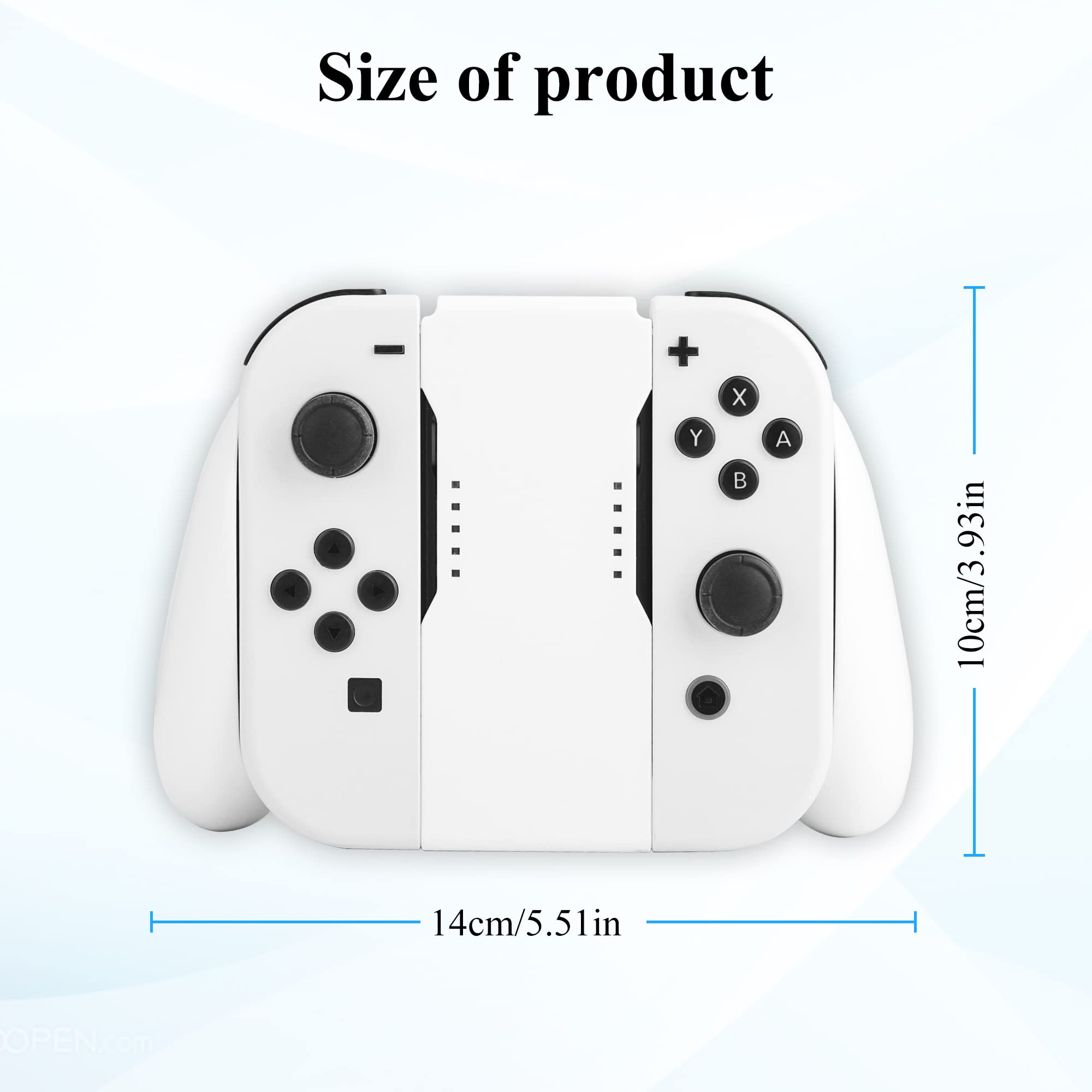 GLDRAM Joycon Charger Grip for Nintendo Switch & Switch OLED - Joy Con Controller Charging Dock with LED Indicator, 6 Thumb Grip Caps & USB Cable - White | Perfect for Gaming Sessions, Travel & Multiplayer Setup