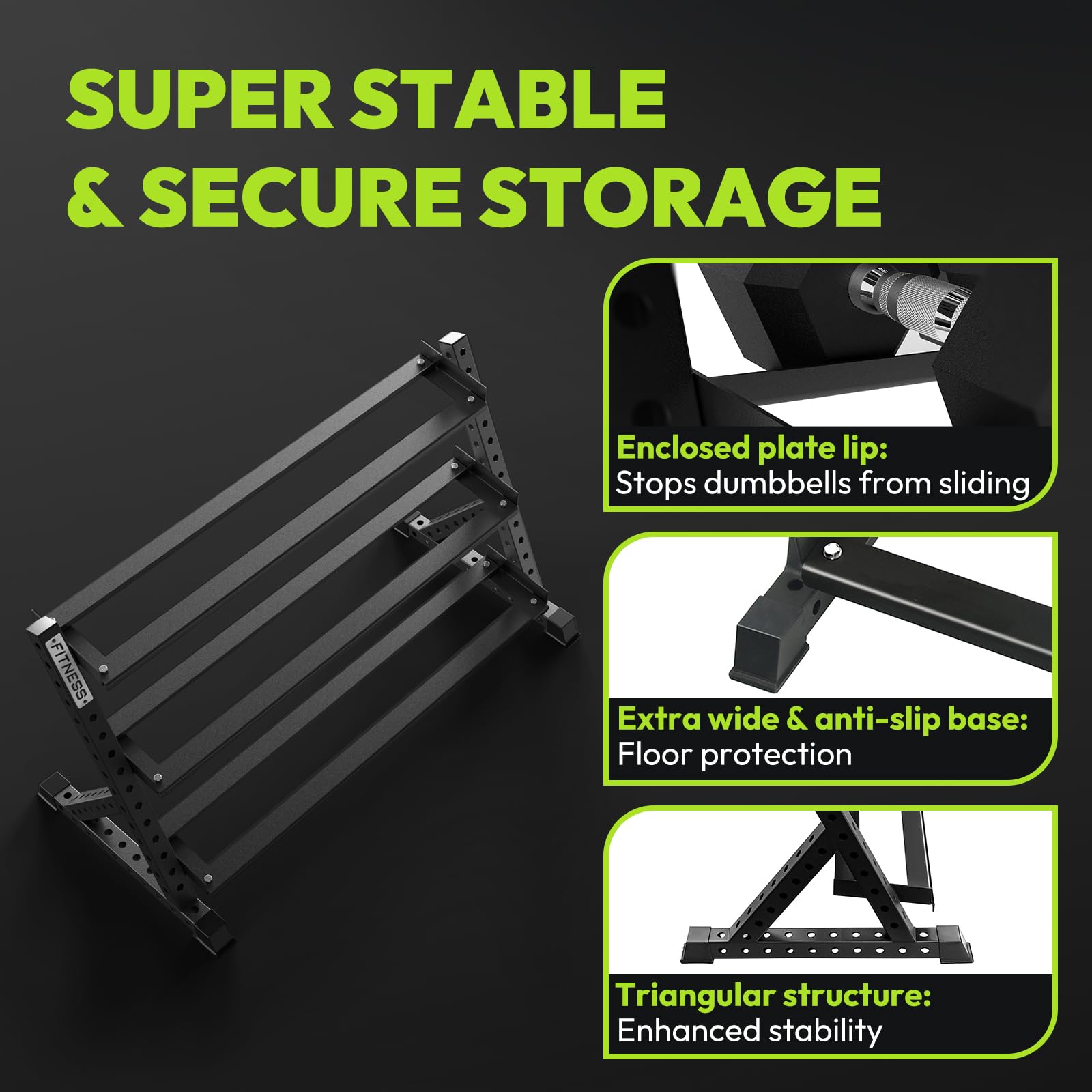Heavy Duty 3-Tier Dumbbell Rack - 1500 lb Capacity Weight Storage Organizer for Home Gym | Perfect for Garage, Basement & Fitness Room Organization