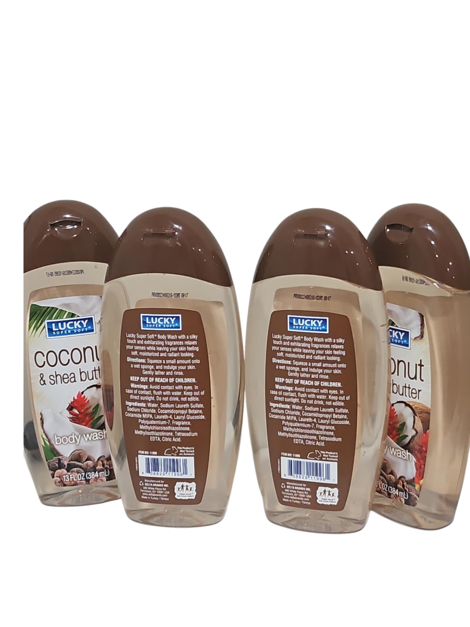 Organic Coconut & Shea Butter Moisturizing Body Wash - 13 Fl Oz (Pack of 4) - Hydrating & Nourishing Shower Gel for Dry Skin - Perfect for Daily Use, Spa Days & Gift Sets