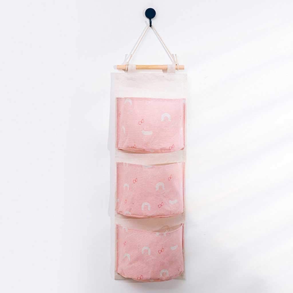3-Pocket Wall Hanging Organizer Bag - Foldable Bathroom Storage for Baby Items, Cosmetics & Toys | Space-Saving Home & Travel Organization (Multiple Colors)