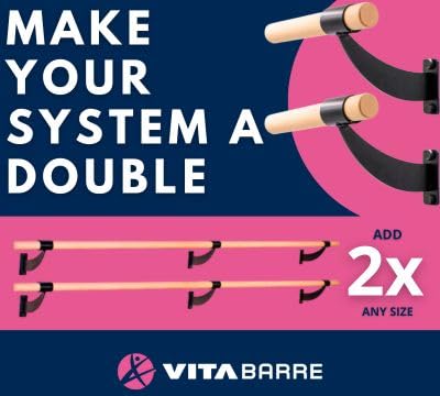 VITA Barre Wall-Mounted Ballet Barre - Classic WB15 Solid Wood Fixed Height Exercise Equipment for Home, Studio & Gym | Dance, Fitness, Pilates Training for Kids & Adults | Perfect for Ballet Practice, Stretching & Strength Workouts (Made in USA)