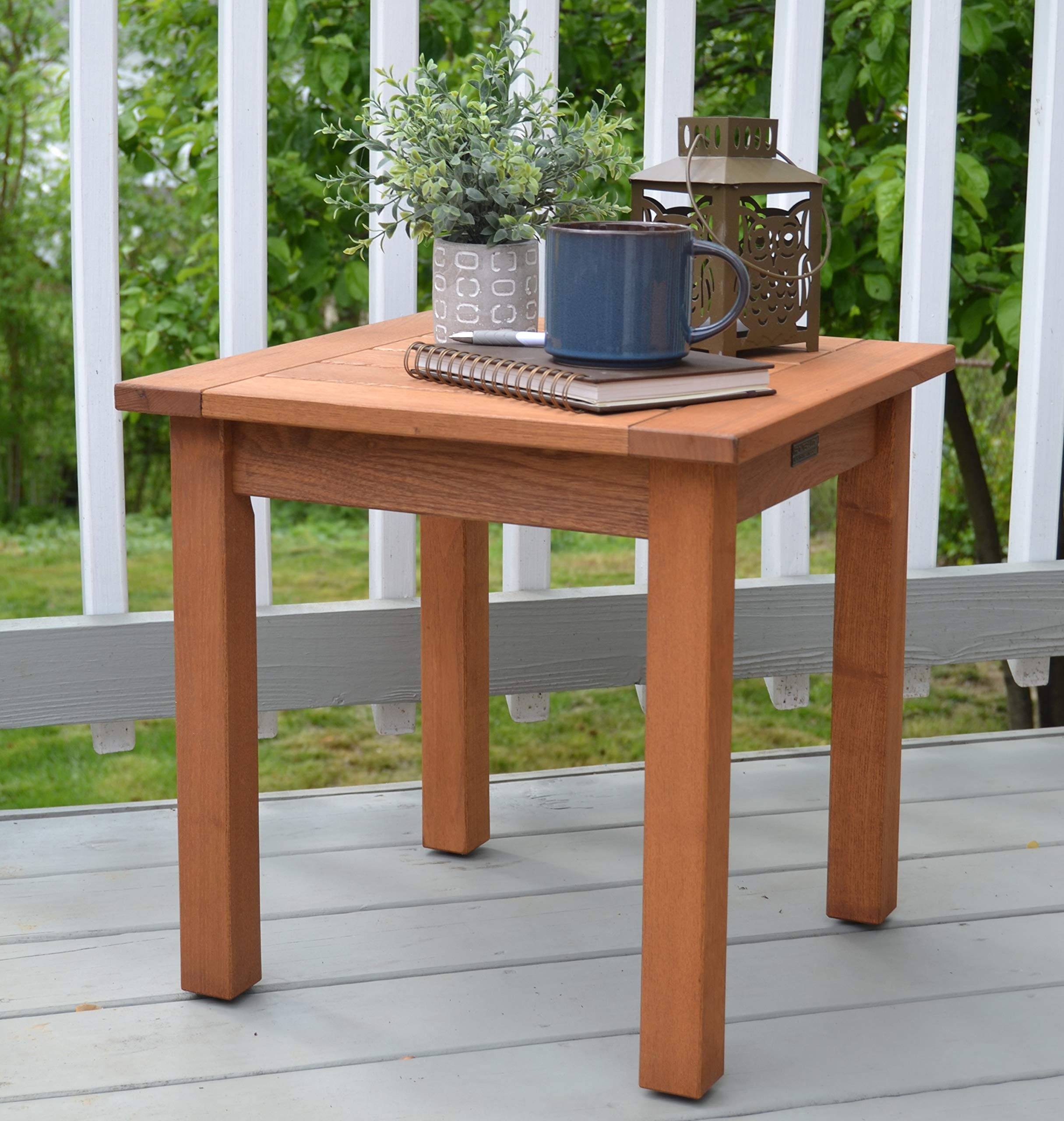 **Solid Robinia Wood Outdoor Side Table - Natural Finish - Rustic Americana Style - Perfect for Patio, Garden & Deck Decor**