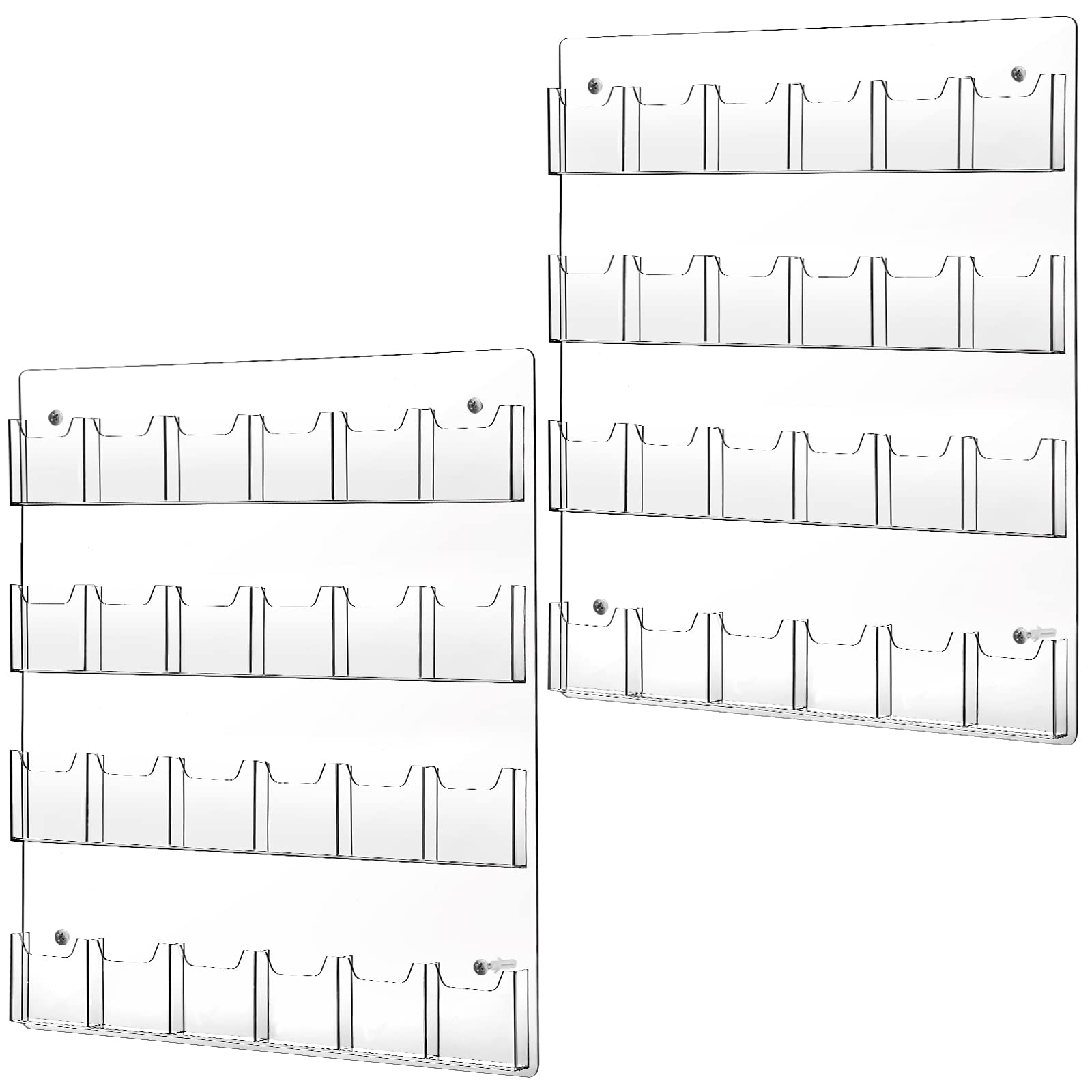 Weysat Clear Acrylic Brochure Holder - Wall Mount Tri-Fold Display Stand with Multi Slots for Flyers, Menus & Advertisements (2 Pack) - Perfect for Restaurants, Offices, Retail Stores & Trade Shows