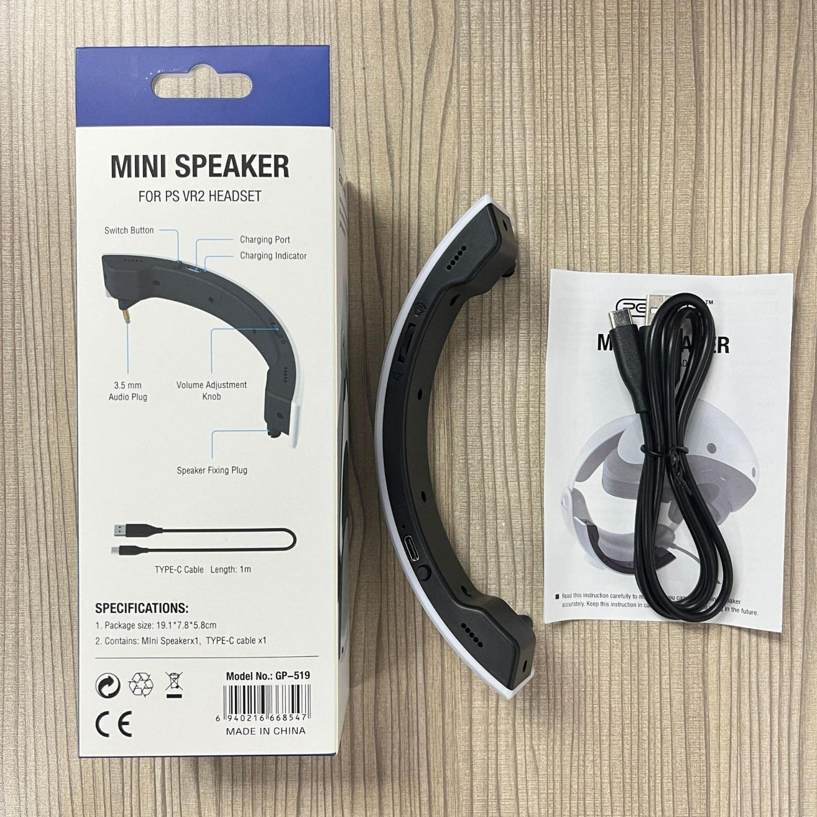 ZEZEFUFU 3.5mm Stereo External Speaker - Mini Portable Audio Amplifier for PSVR2 Game Headset - Perfect for Gaming, VR Experiences & Home Entertainment