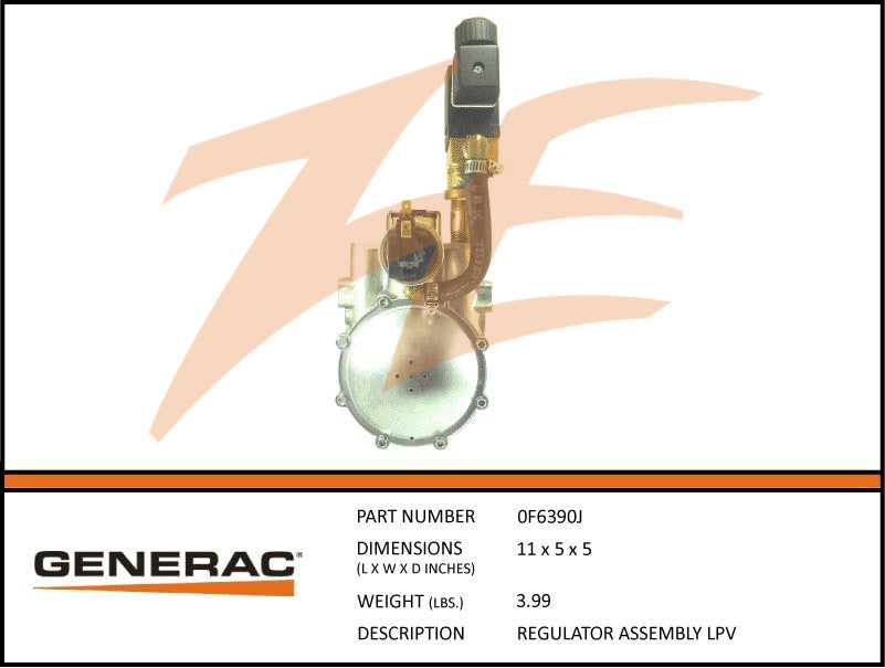 Generac 0F6390J LP Fuel Regulator Assembly - Replacement Part for Generac Generators - Perfect for Home Backup Power Systems & Emergency Power Supply