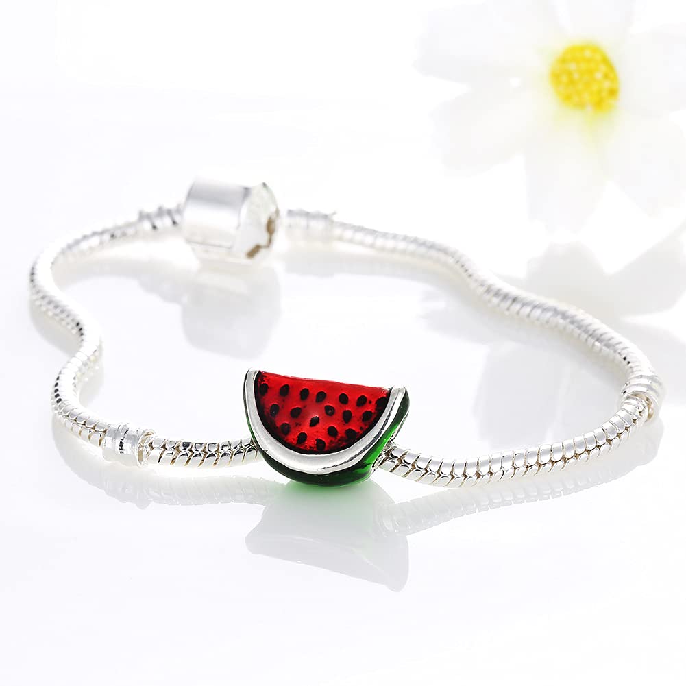 10Pcs Watermelon Fruit Charms - Cute Alloy Pendants for DIY Jewelry Making, Cartoon Fruit Beads for Necklaces & Bracelets - Perfect for Summer Crafts, Party Favors & Kids Jewelry Projects