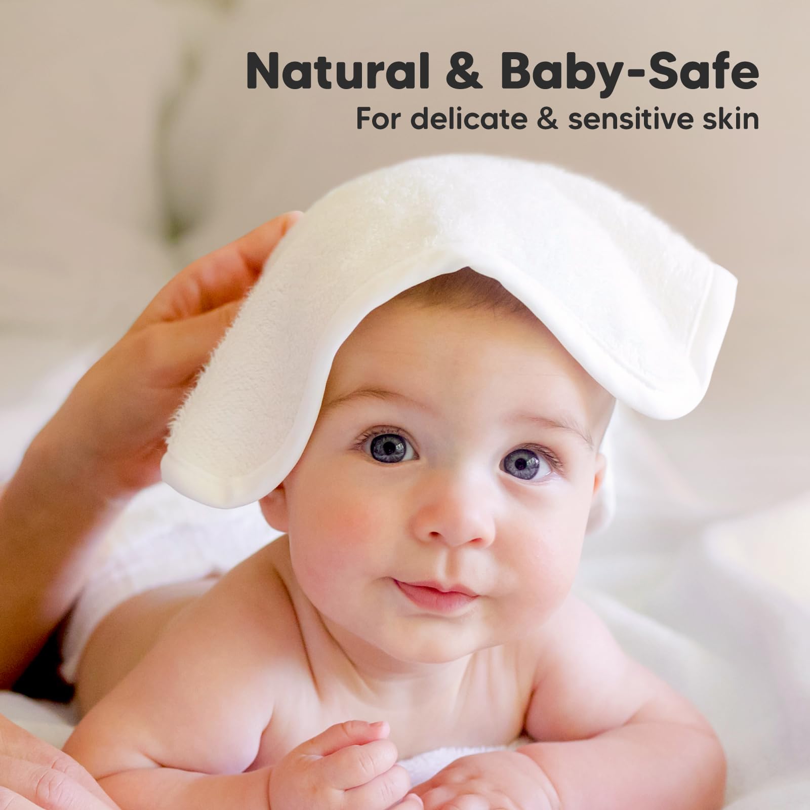 6-Pack Soft Bamboo Viscose Baby Washcloths - Gentle Newborn & Kids Bath Towels, Face Cloths for Sensitive Skin (White) | Perfect for Bath Time, Face Washing & Delicate Skin Care