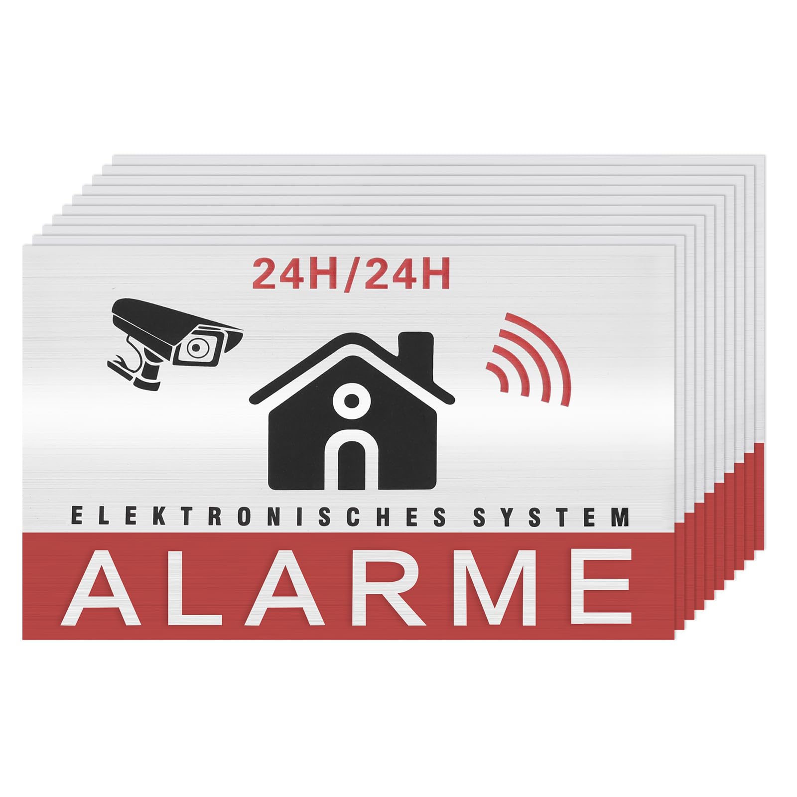 eMagTech 10-Pack 24/7 Electronic Monitoring Warning Stickers - CCTV Security Camera Signs for Indoor & Outdoor Use - German Language Video Surveillance Warning Decals - Perfect for Offices, Warehouses & Home Security