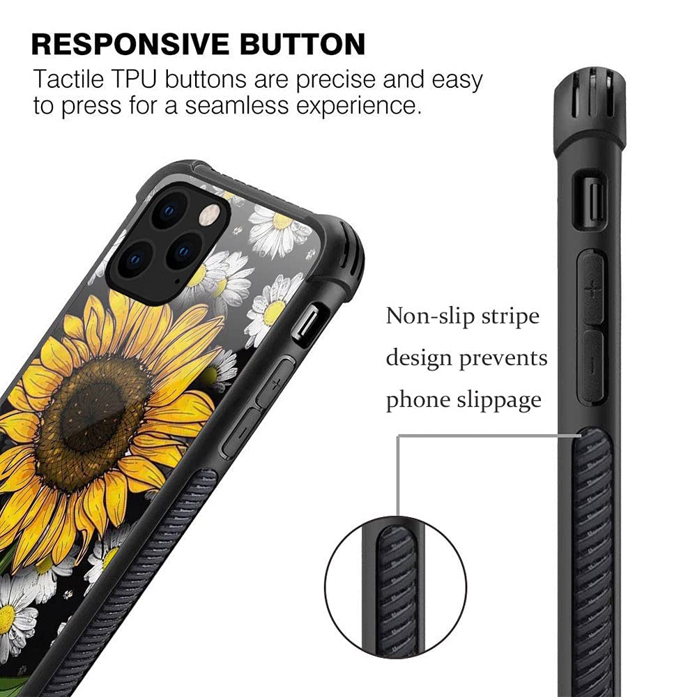 Sunflower Floral iPhone 13 Pro Case - Cute Flower Design Protective Cover for Women & Girls | Perfect for Everyday Use, Work & Outdoor Activities